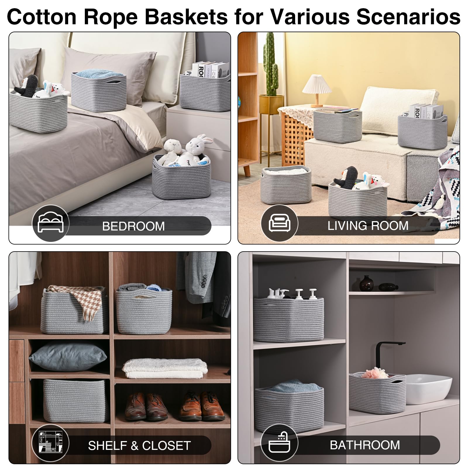 Small Storage Baskets for Organizing (4 Count)