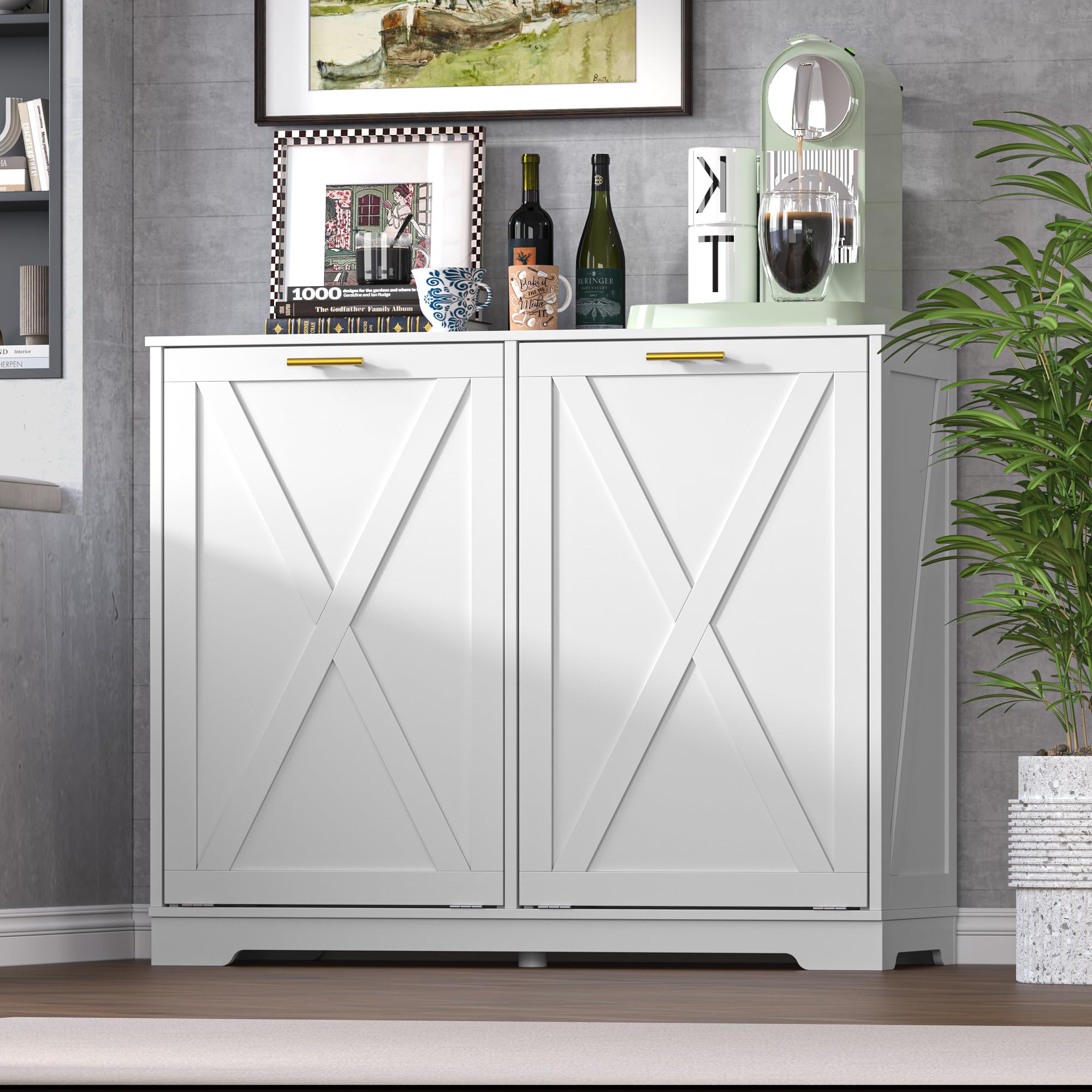 Tilt Out Trash Can Cabinet for 2 Bins