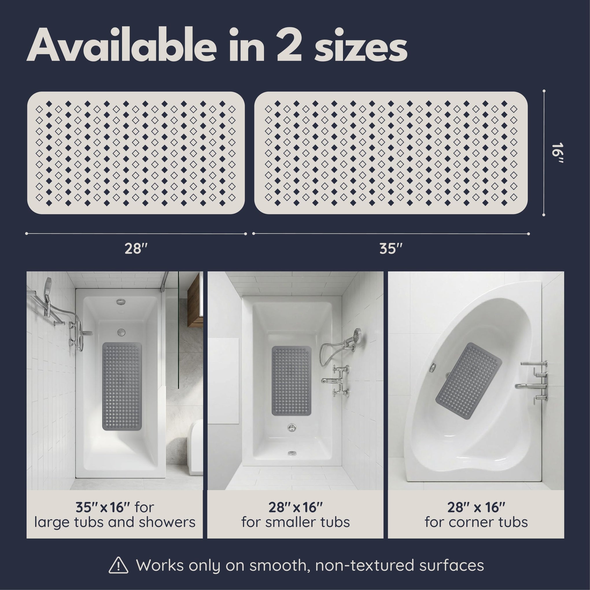 Bathtub Mat Non Slip 28x16 Shower Mat Non Slip Anti Mold BPA Free