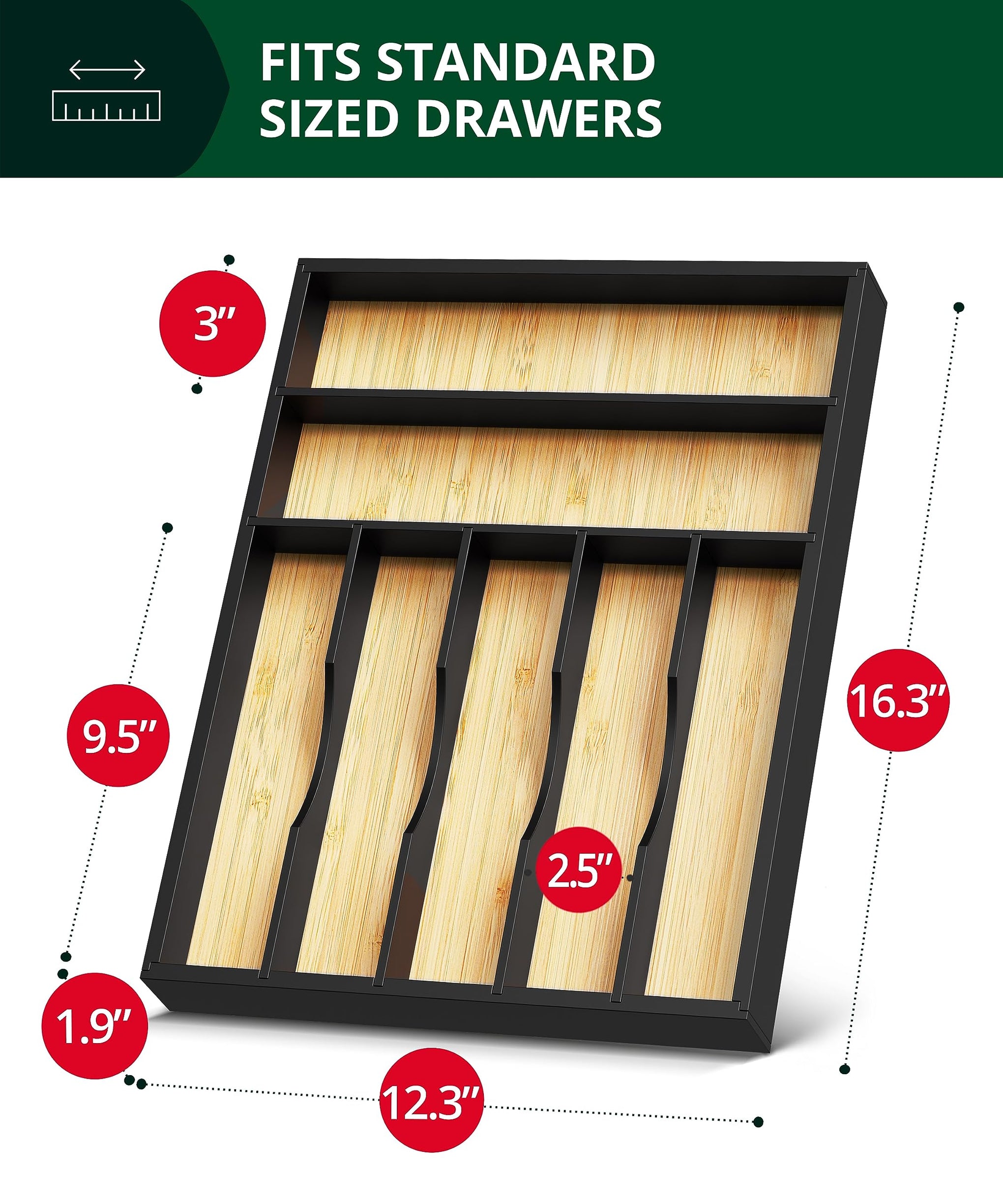Luxury Bamboo Kitchen Drawer Organizer
