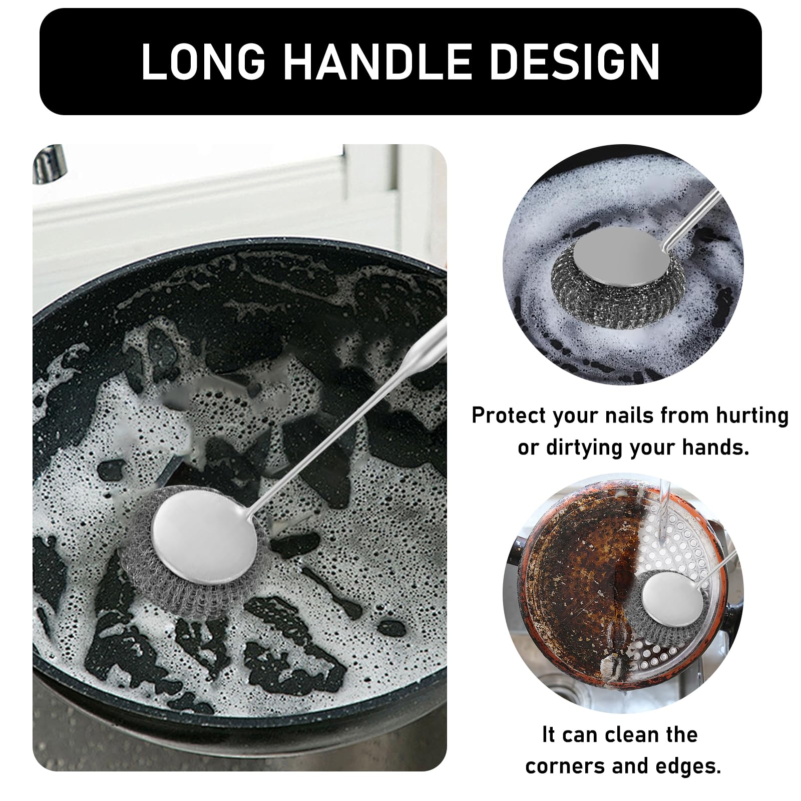 Stainless Steel Wool Metal Wire Scrubber Sponge Scouring Pads