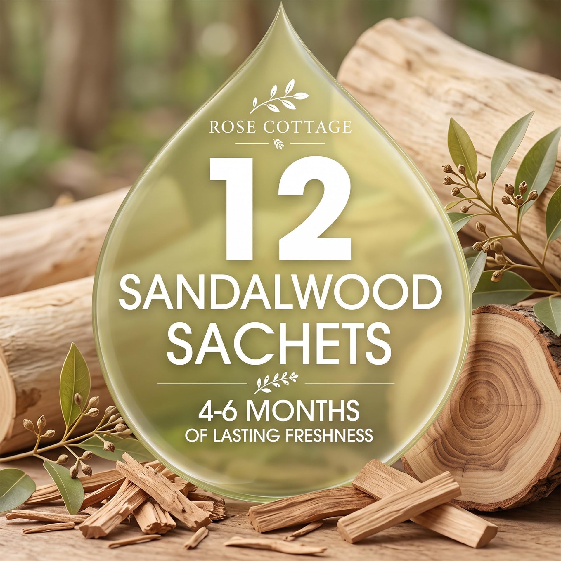 Large 12 Packs Sandalwood Hanging Scented Sachets Long (12 Count)