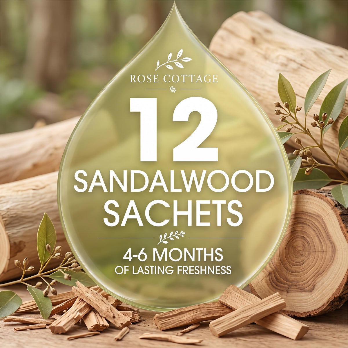 Large 12 Packs Sandalwood Hanging Scented Sachets Long (12 Count)