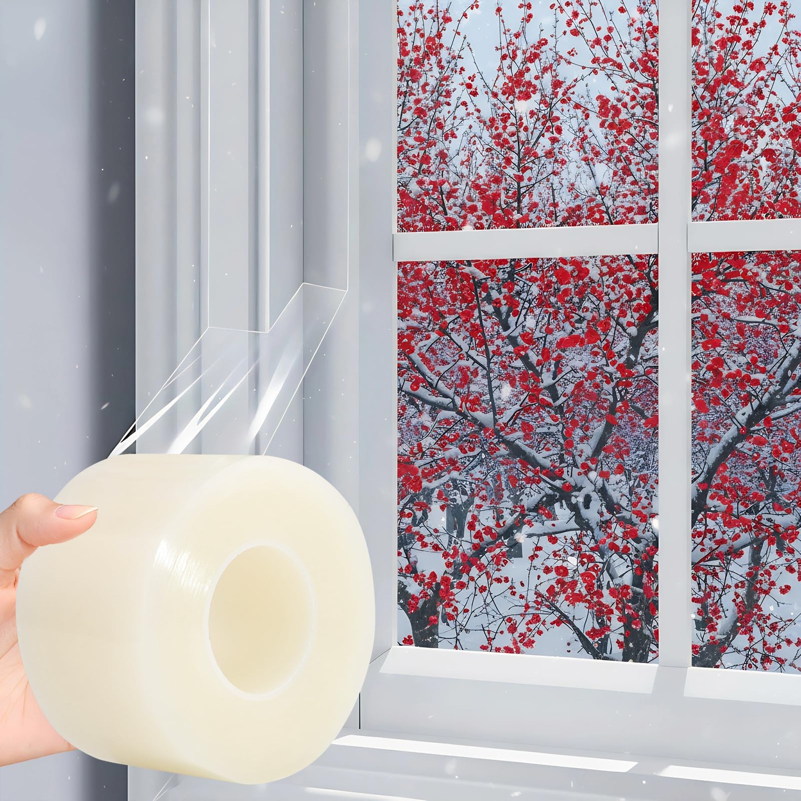 Transparent Window Seal Weather Sealing Tape 2 Inch x 35 Yards Weather Stripping Residue Free Clear Window Insulation Tape for Shower Glass Gaps and Doors Windproof Tape (35 Count)