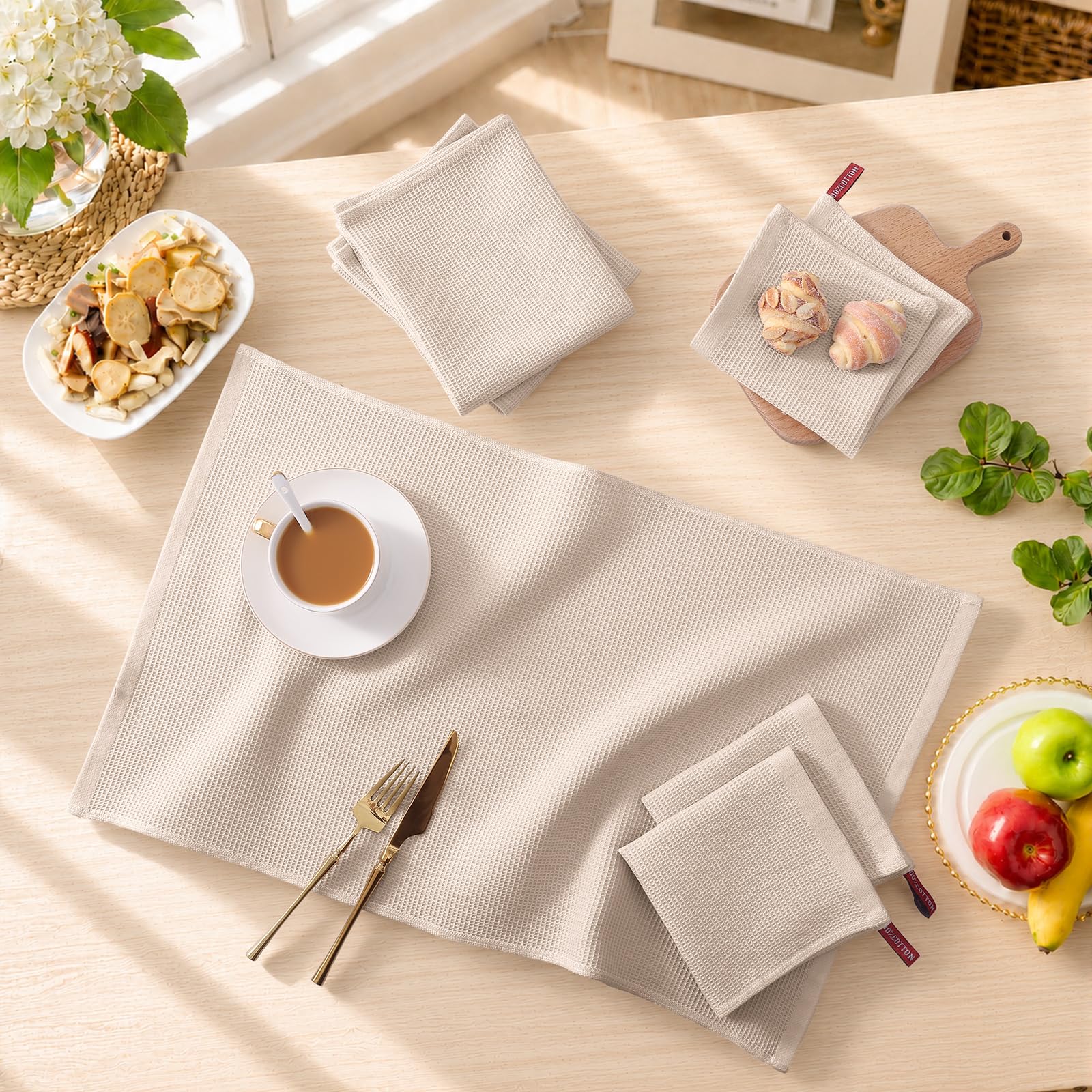 100% Cotton Kitchen Towels and Dishcloths Set (8 Count)