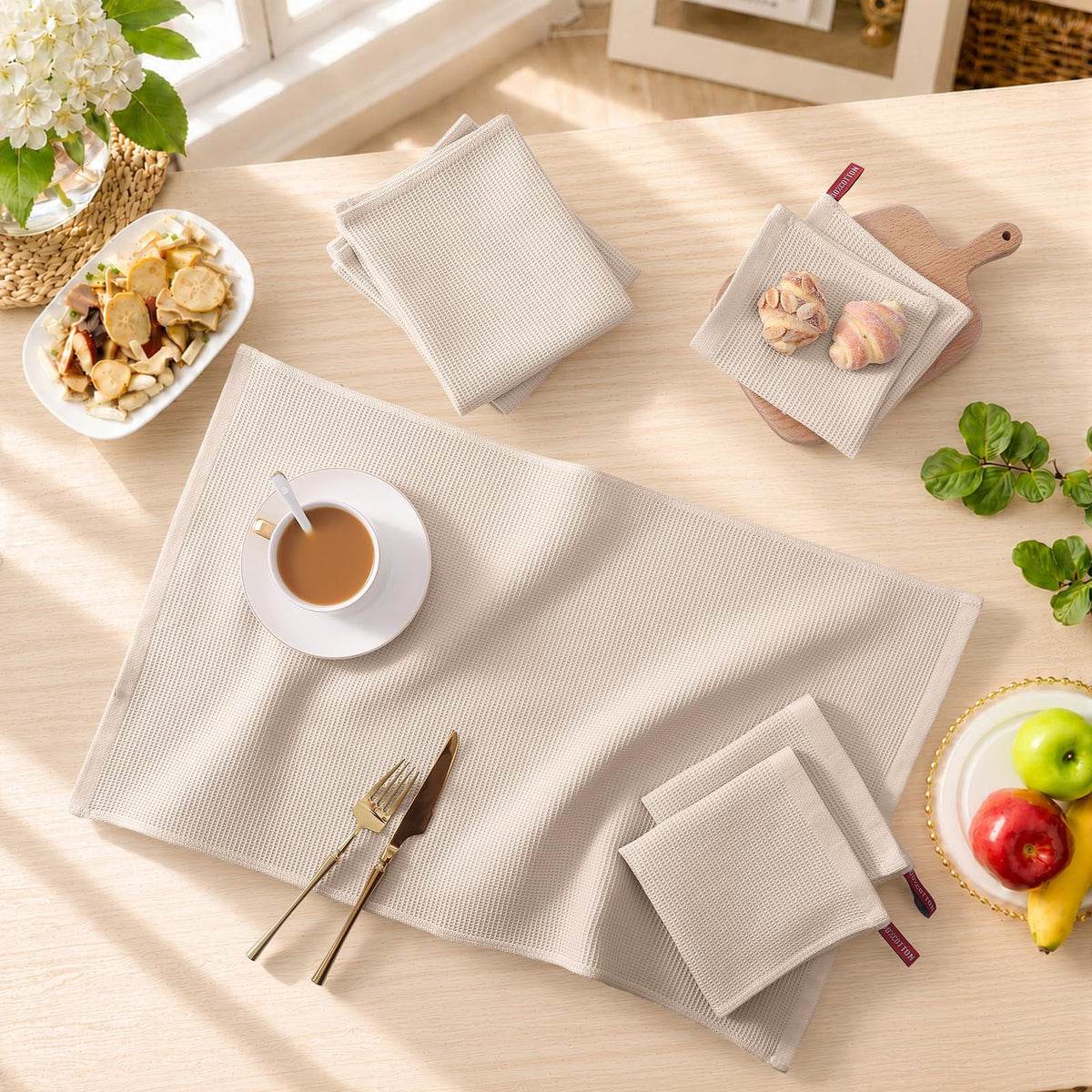 100% Cotton Kitchen Towels and Dishcloths Set (8 Count)