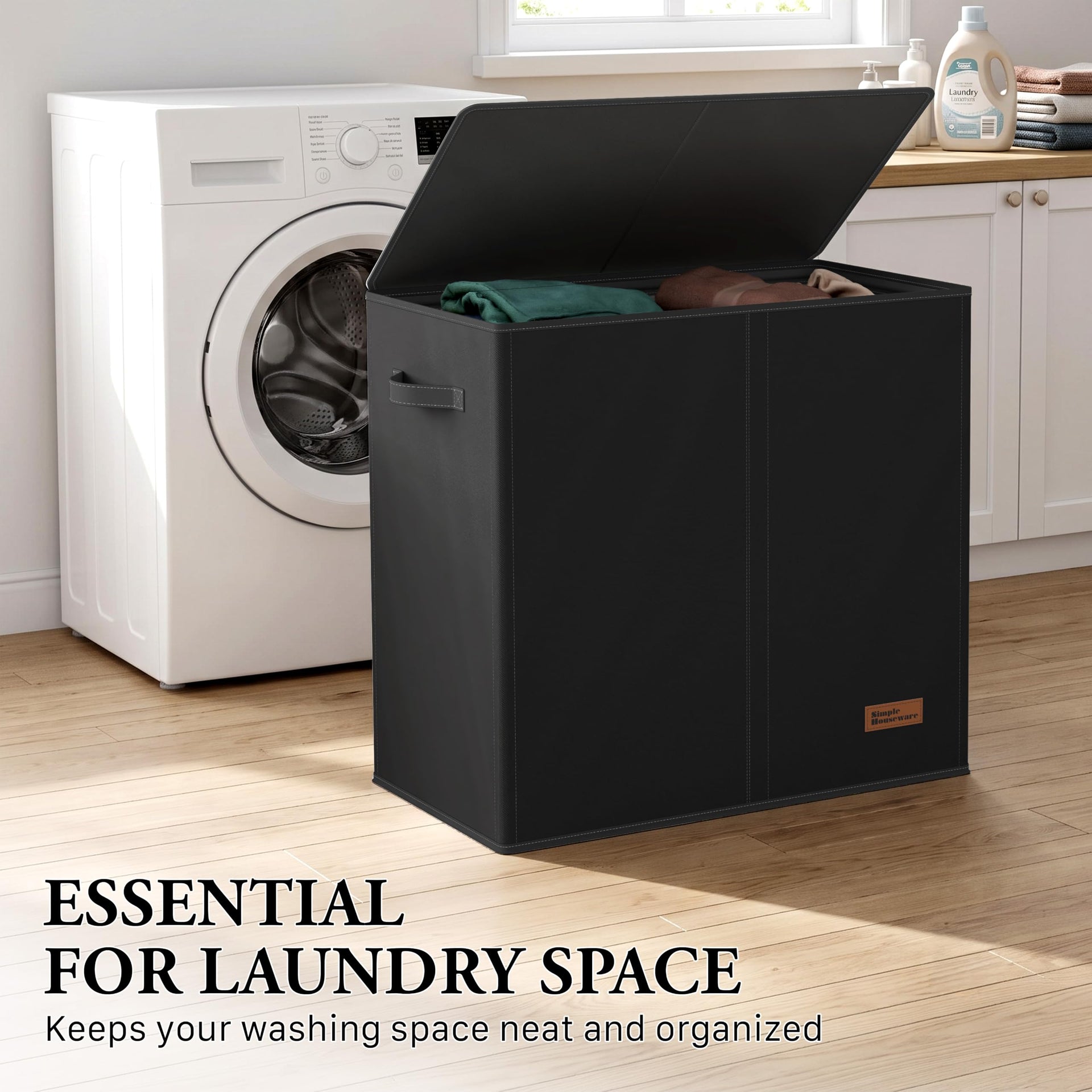 Double Laundry Hamper with Lid & Removable Bags