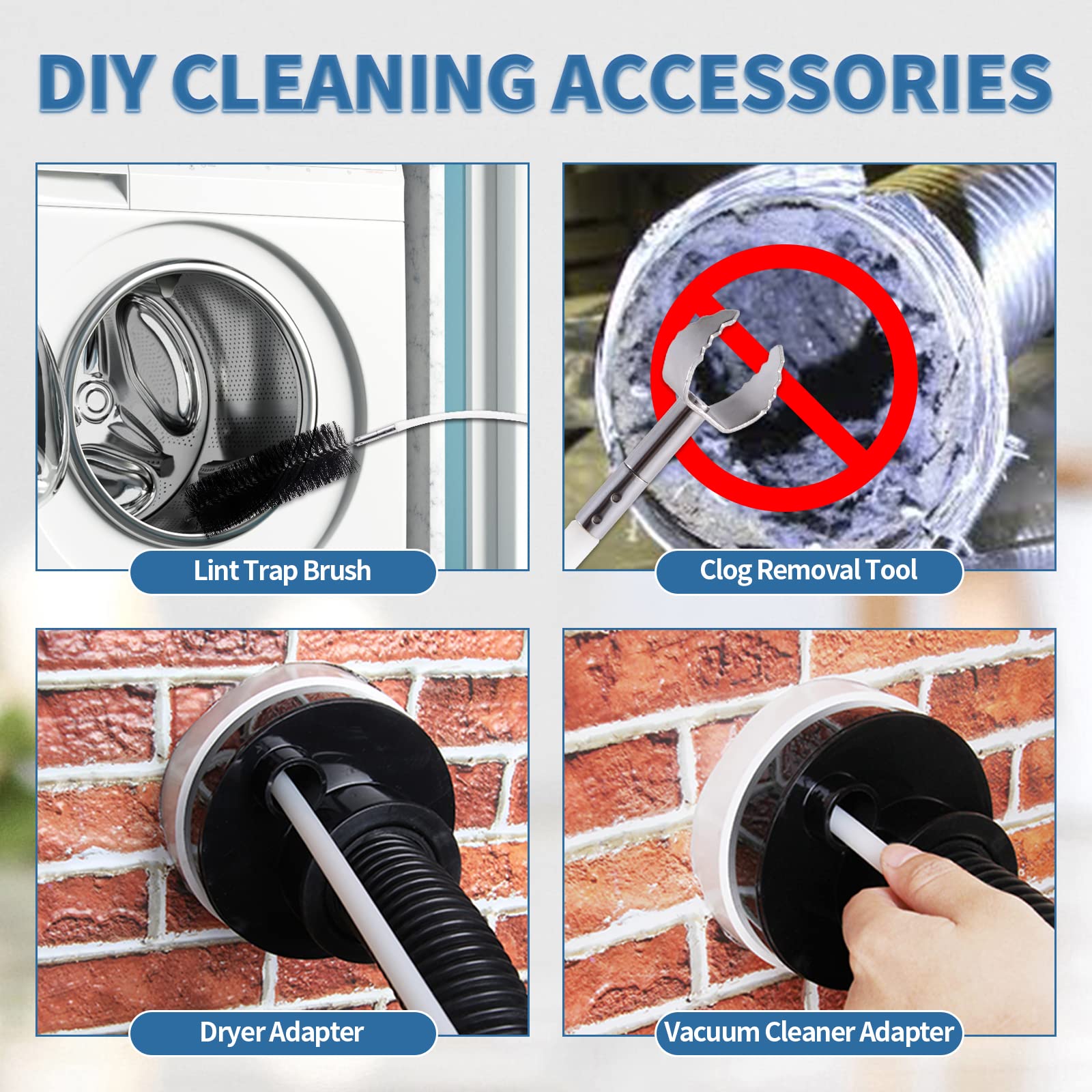 7 Pieces 20 Feet Dryer Vent Cleaner Kit