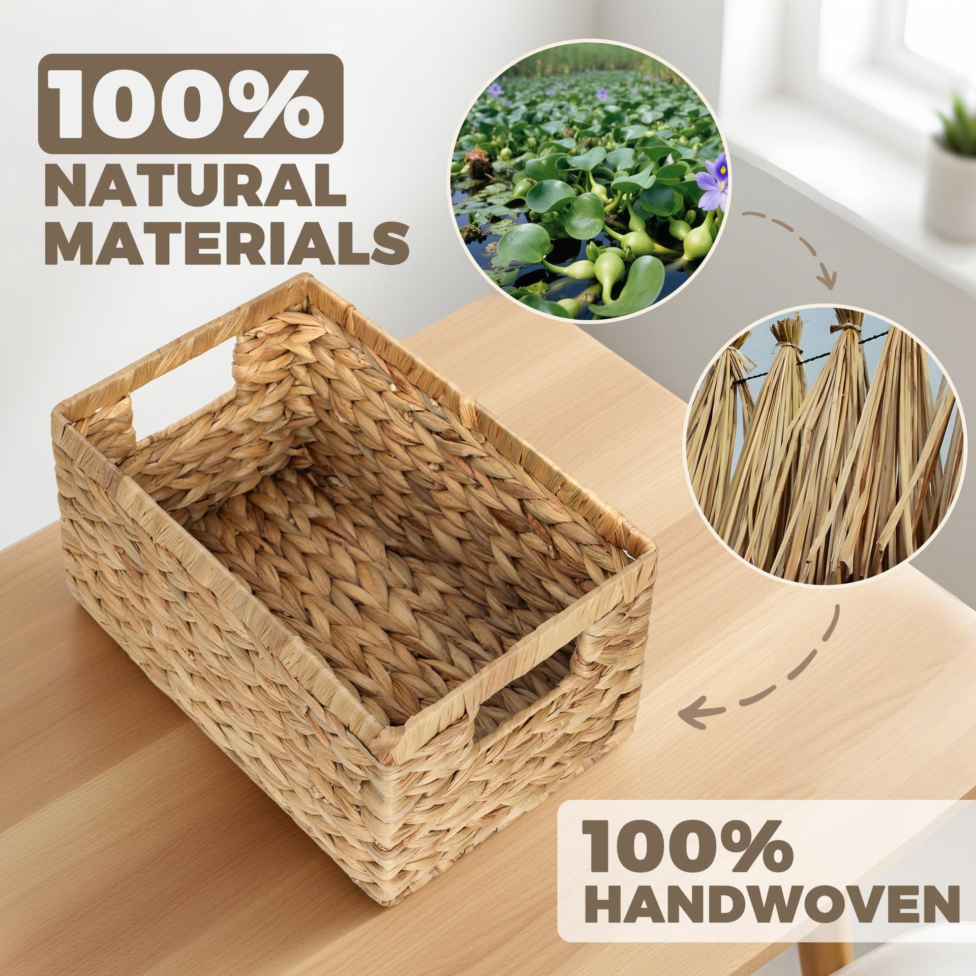 Set of 2 Wicker Shelf Storage Baskets for Organizing