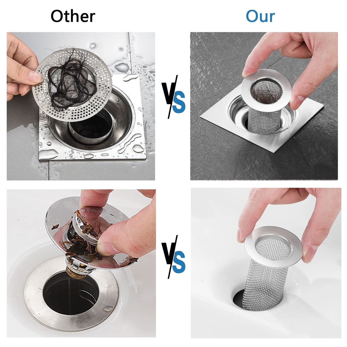 Bathroom Sink Drain Strainer Stainless Steel (2 Count)
