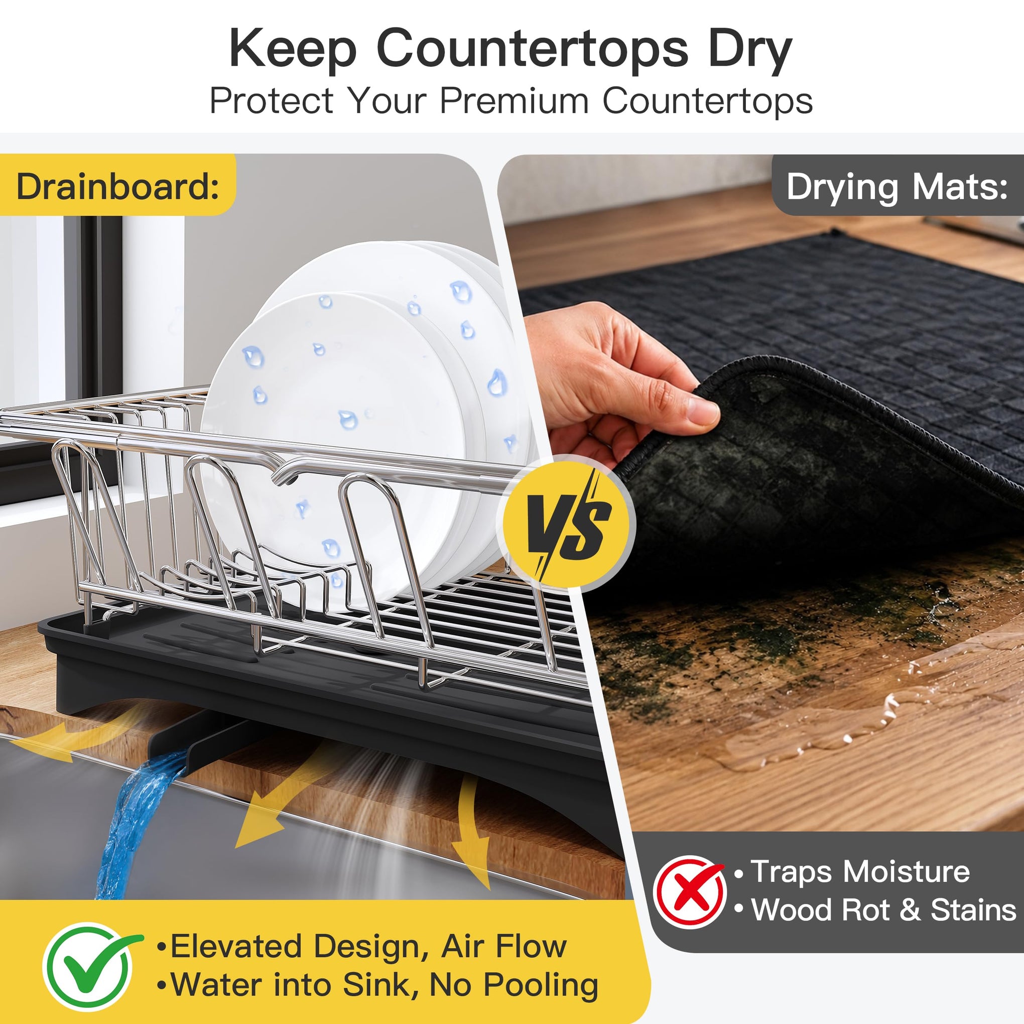 in Sink Dish Drying Rack with Drainboard and Utensil Holder
