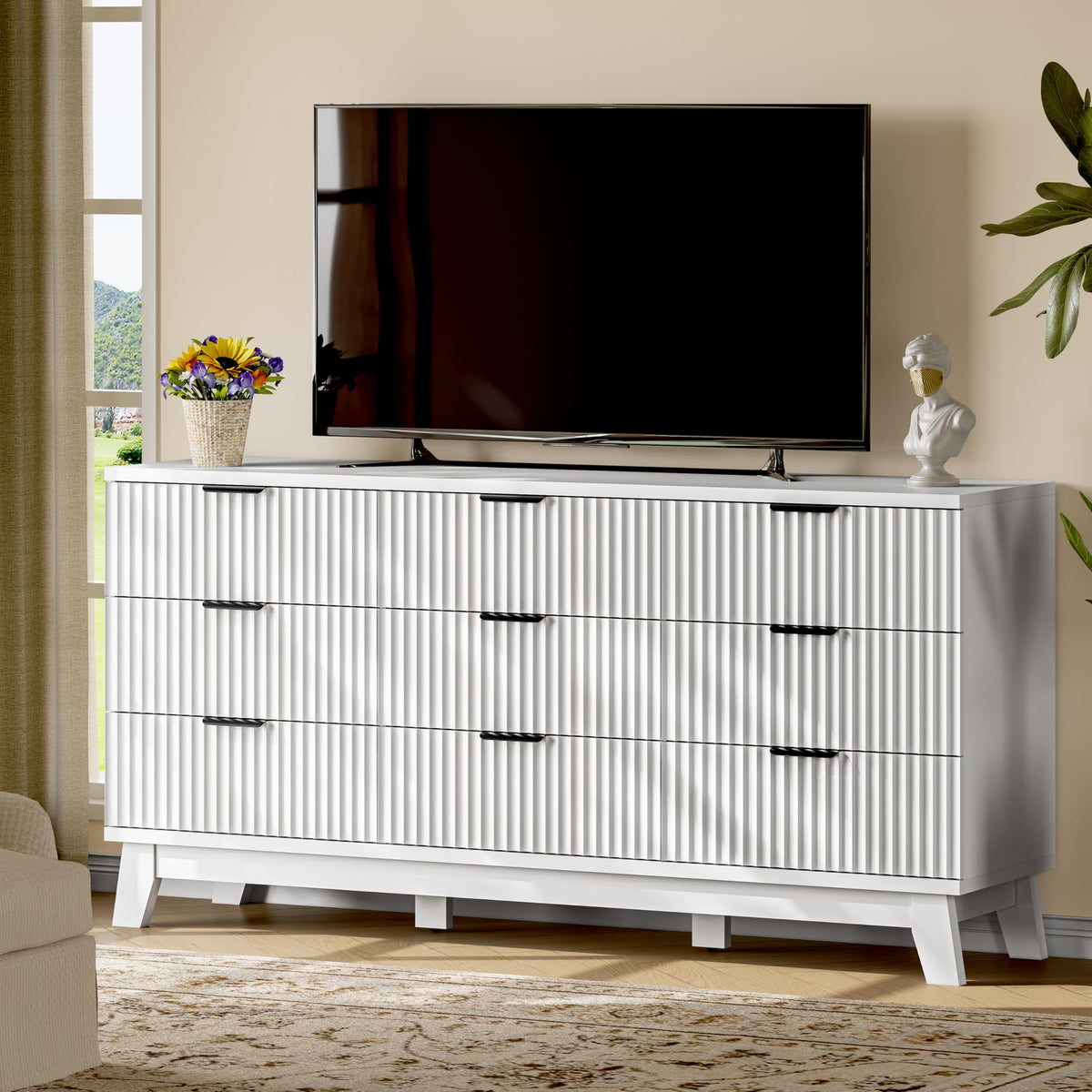 Fluted Dresser with 9 Drawers