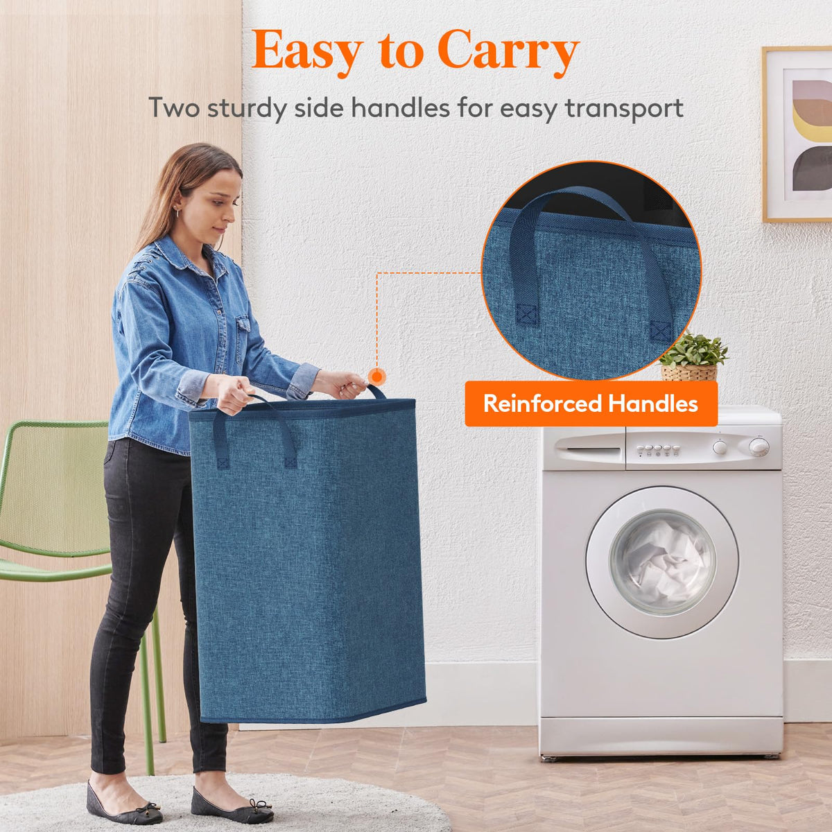 80L Large Laundry Basket with Handles