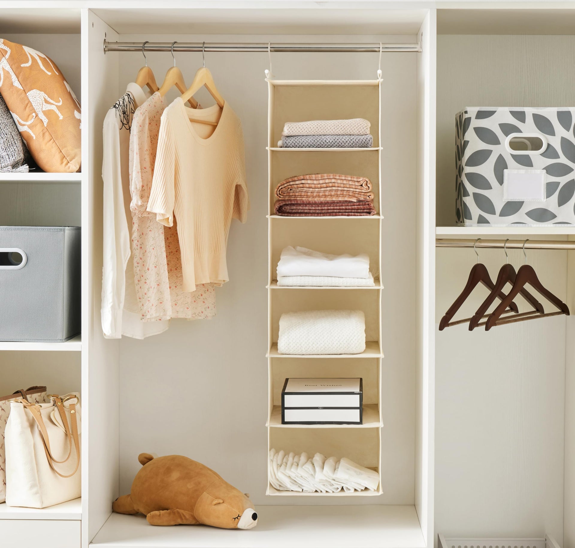2 Pack 6 Tier Foldable Hanging Closet Organizer