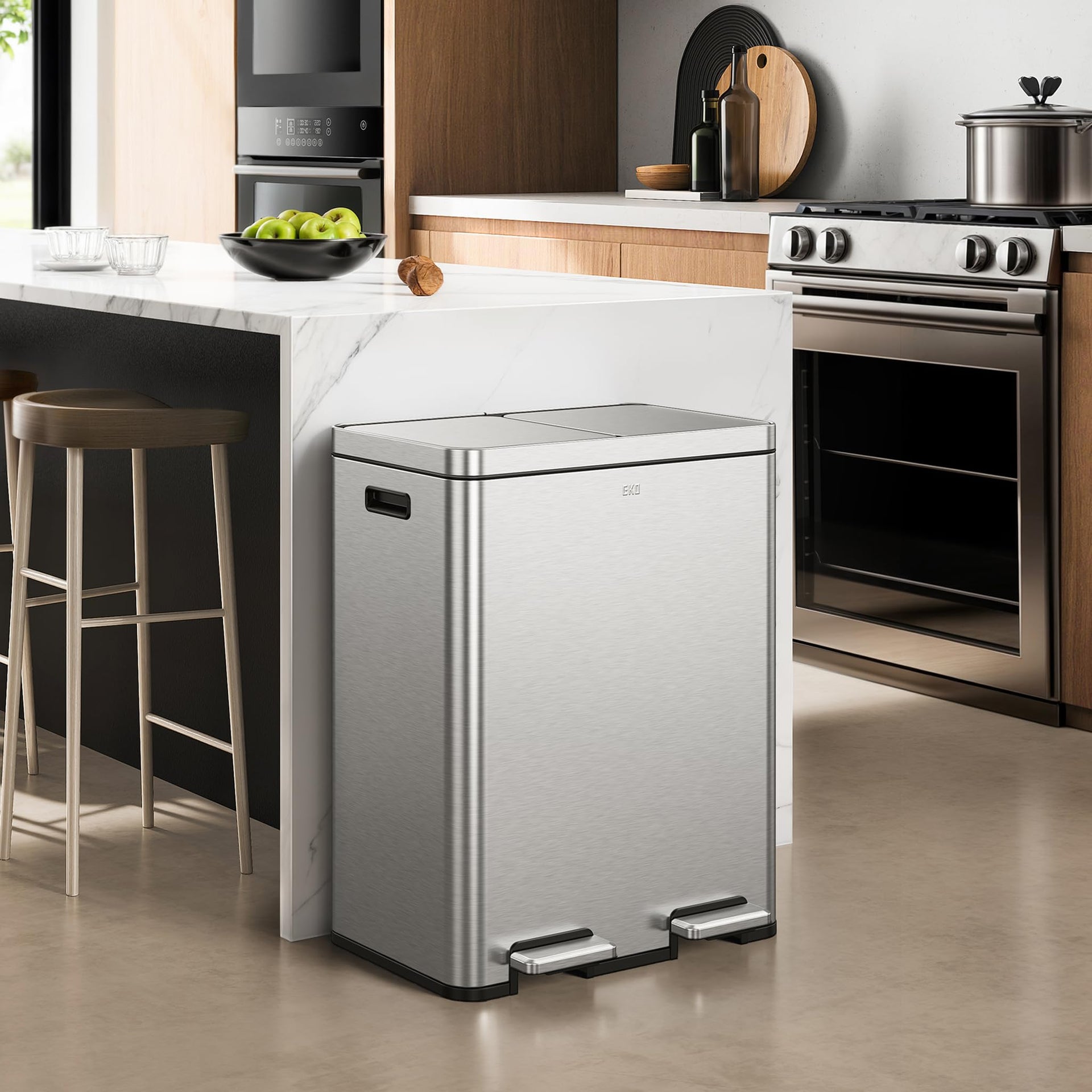 Edison Dual Trash Can for Recycling and Trash