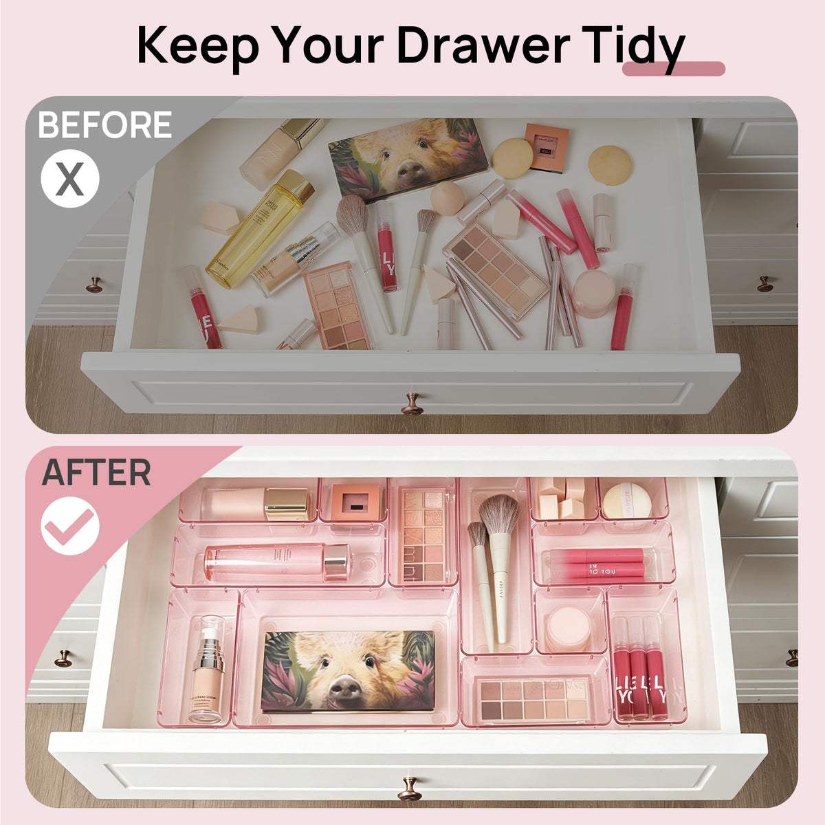 25 Pack Plastic Drawer Organizers with Non (25 Count)