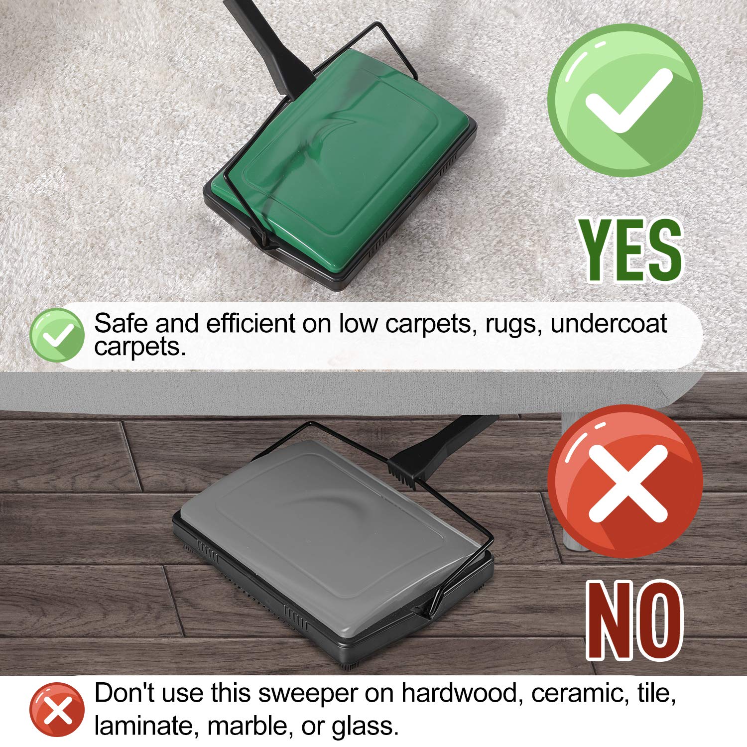 Carpet Sweeper Cleaner Manual Non