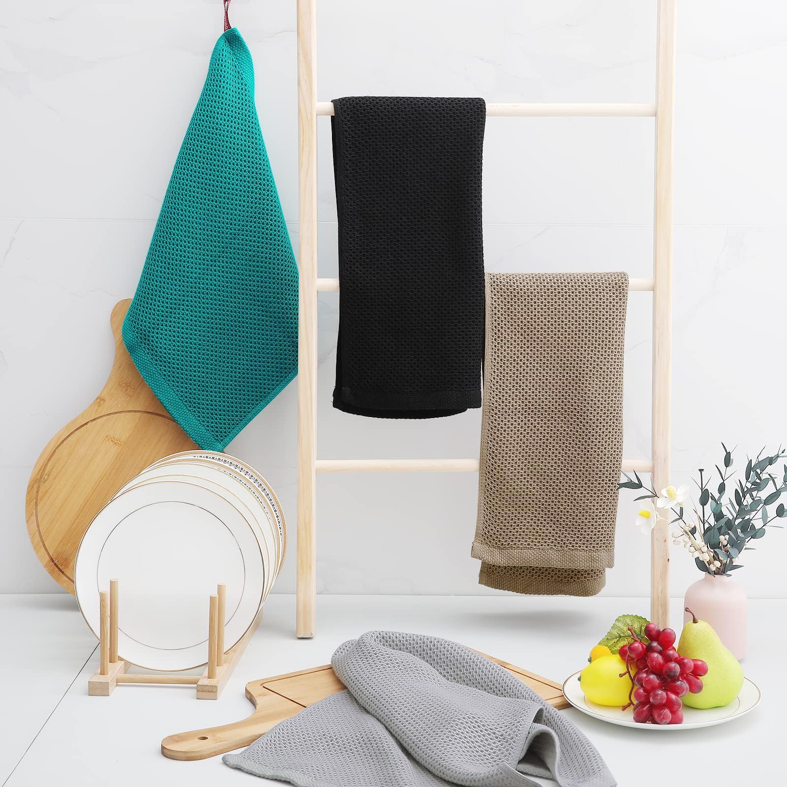 100% Cotton Waffle Weave Kitchen Dish Towels 18 (18 Count)