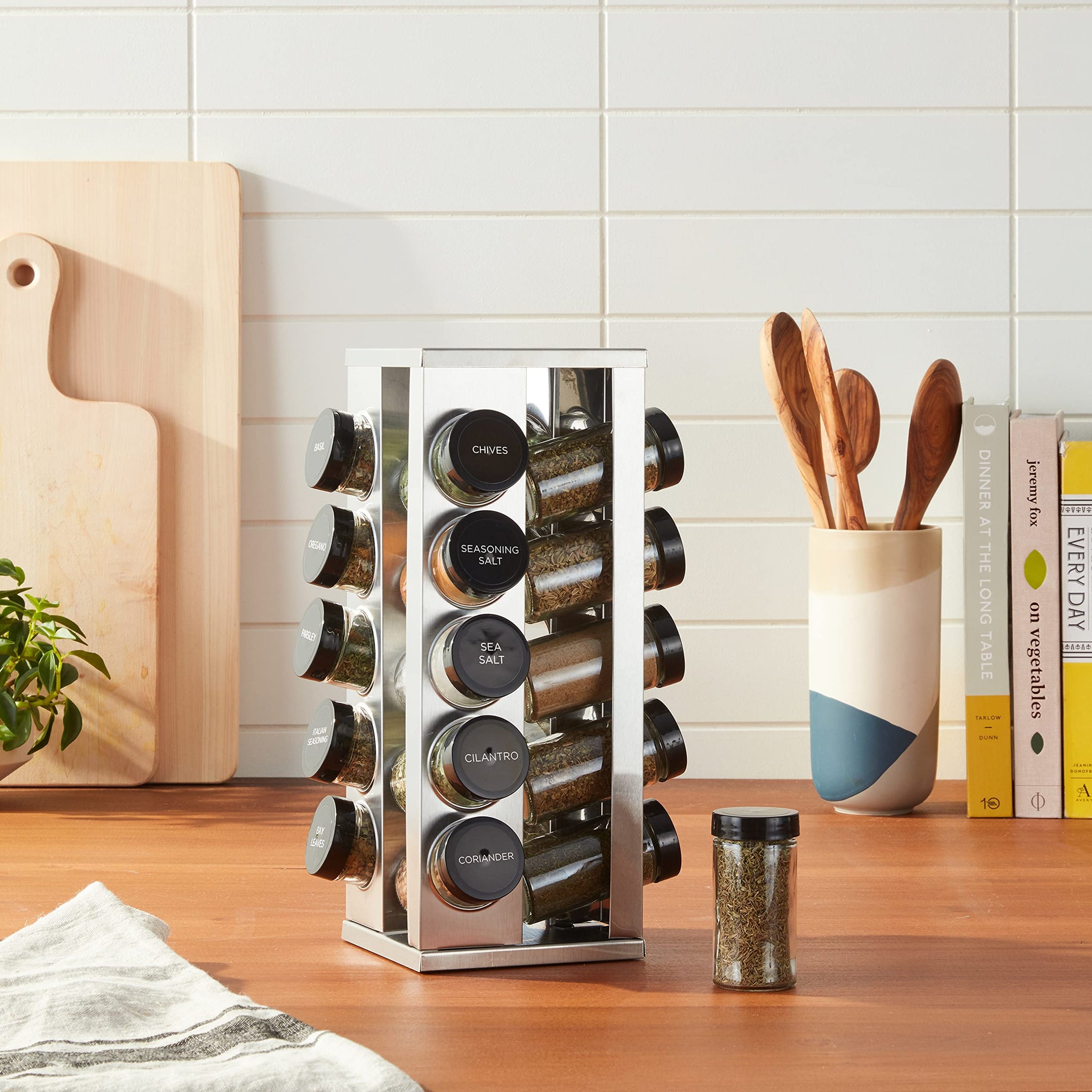 20 Jar Heritage Revolving Countertop Spice Rack Organizer with Spices Included
