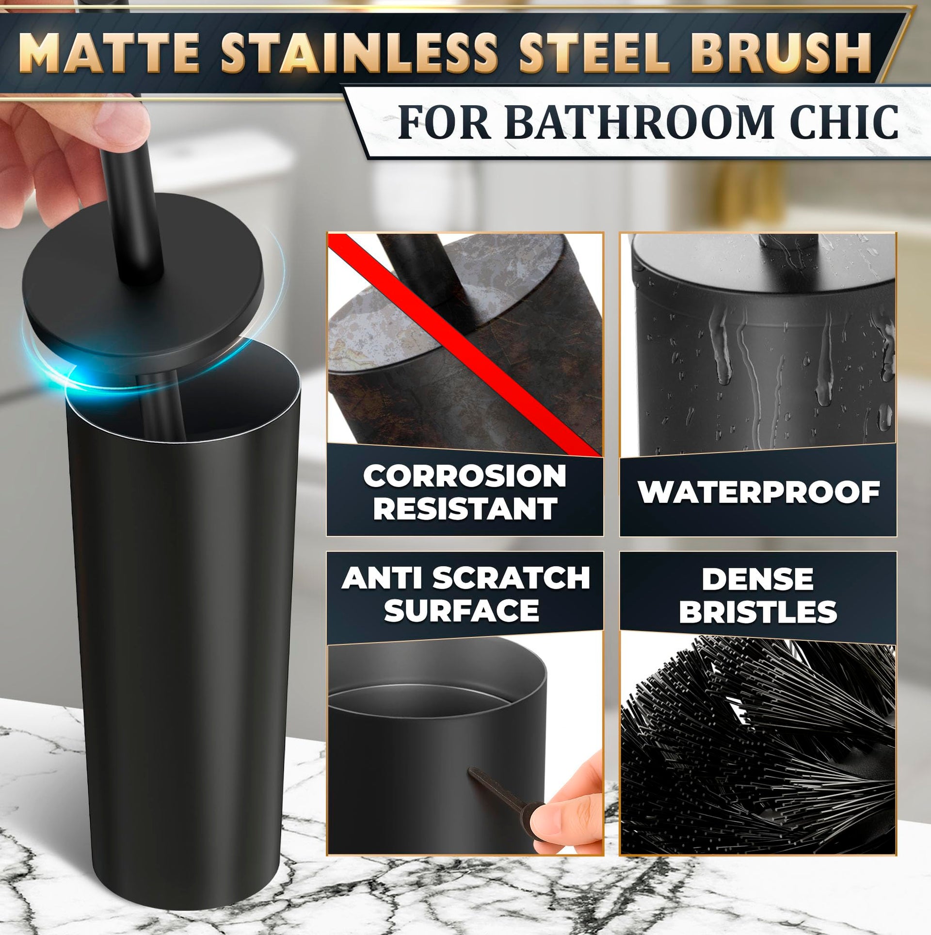 Stainless Steel Toilet Brush and Holder Set