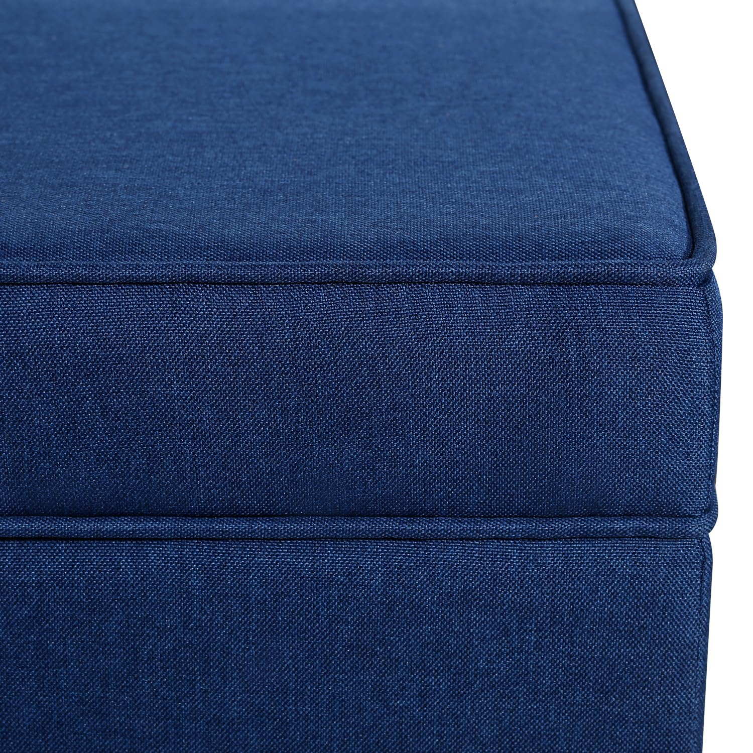 17.5" Navy Blue Square Fabric Storage Ottoman with Rolling Legs