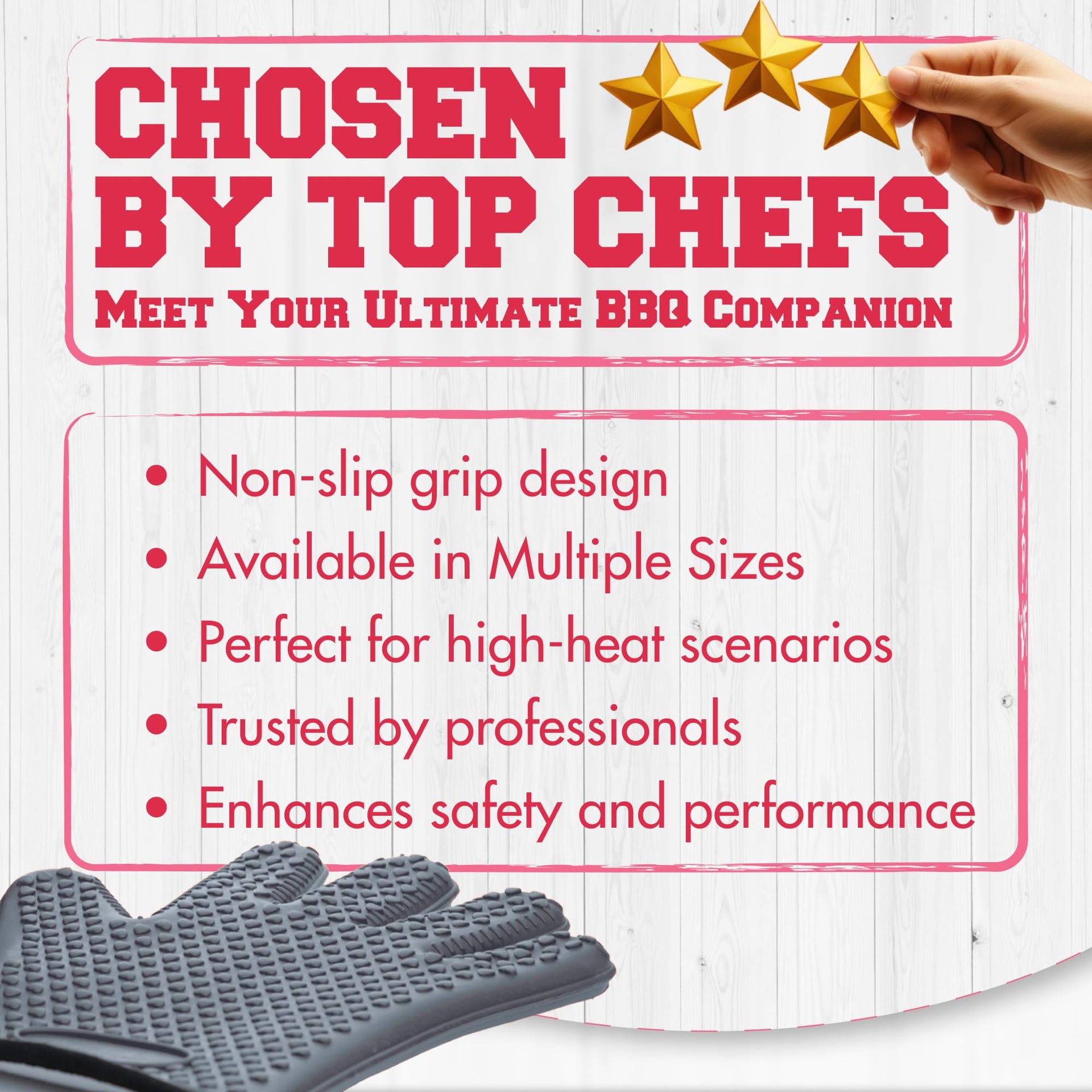 XL Silicone Smoker BBQ Gloves Heat Resistant Oven Mitts (2 Count)
