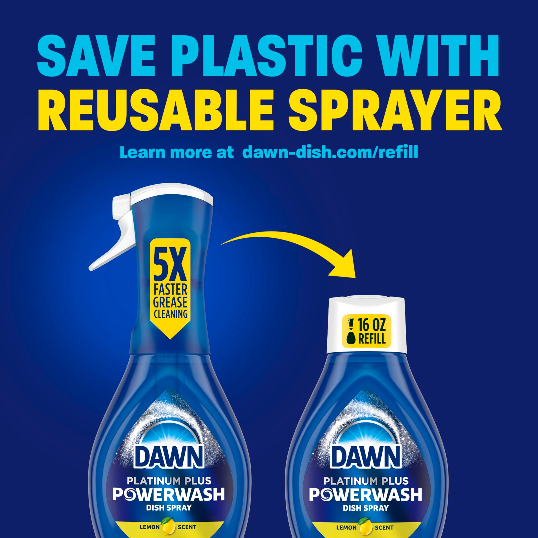 Powerwash Dish Soap Spray + 3 Dishwashing Liquid Refills Lemon