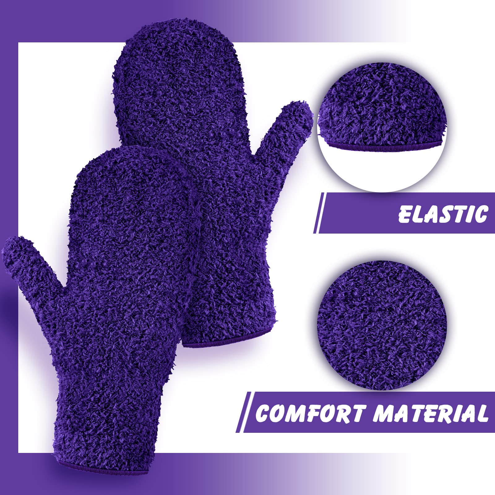 4 Pair Microfiber Dusting Mittens Reusable Women Cleaning Mittens with Thumb for Kitchen