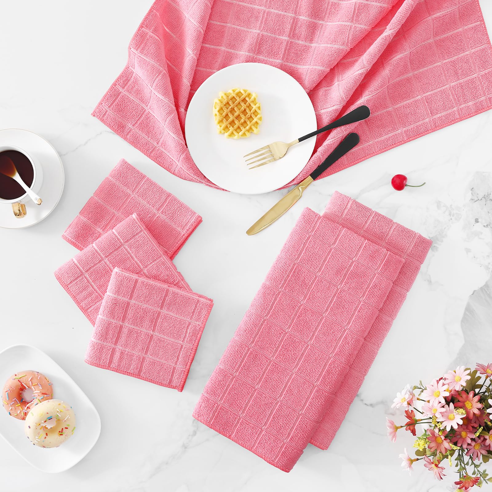 Microfiber Kitchen Towels and Dishcloths Sets (16 Count)