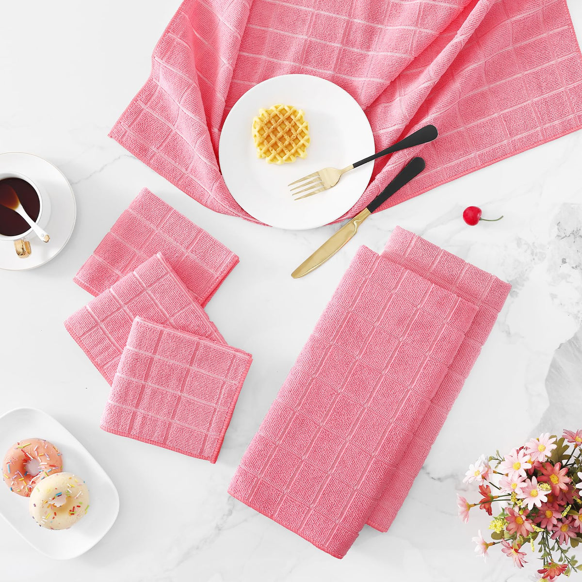 Microfiber Kitchen Towels and Dishcloths Sets (20 Count)