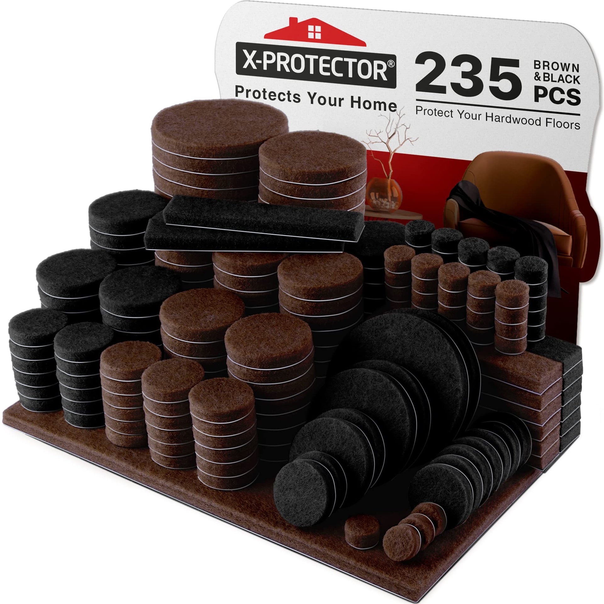 235 pcs Felt Furniture Pads Brown & Black X