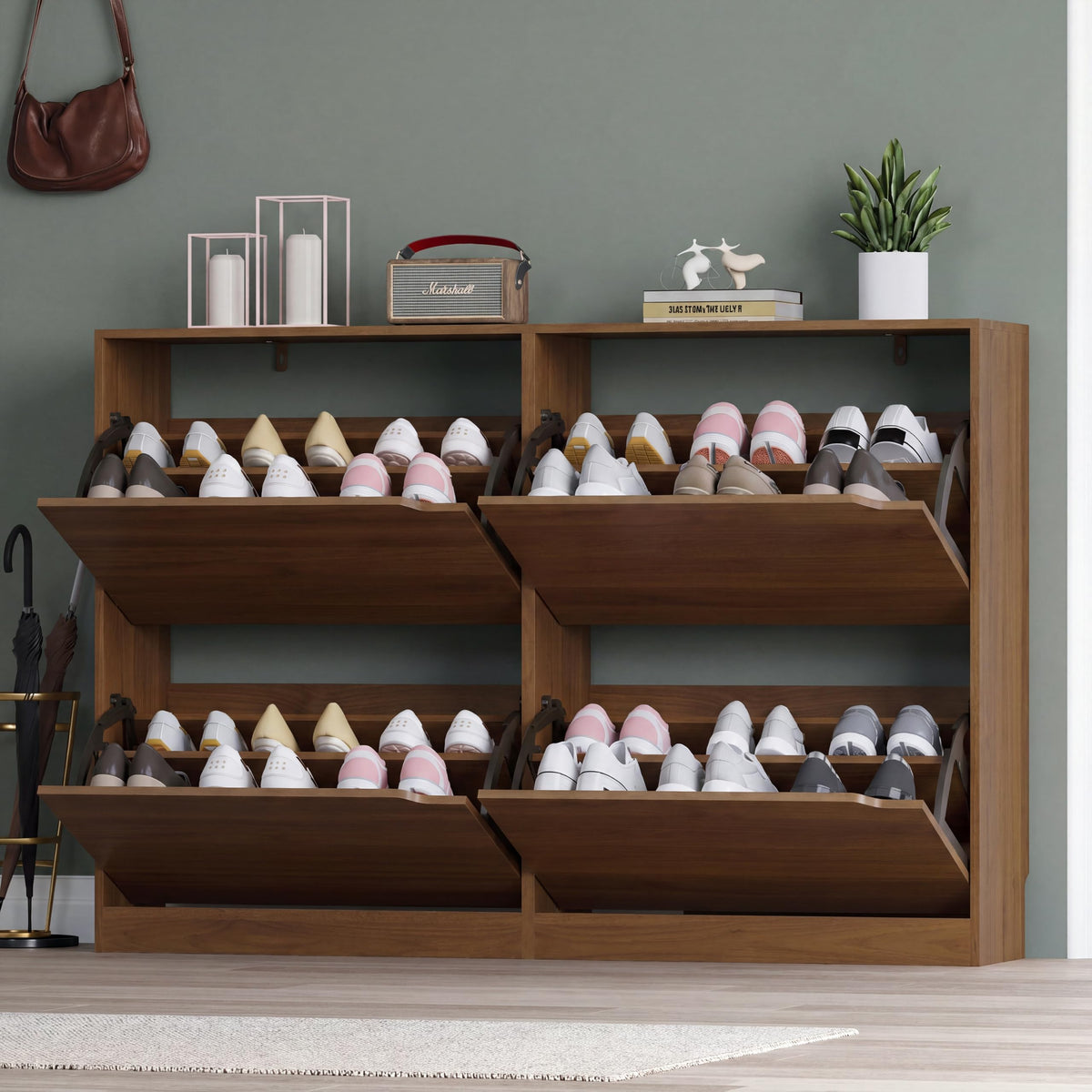 Shoe Cabinet with 4 Flip Drawers