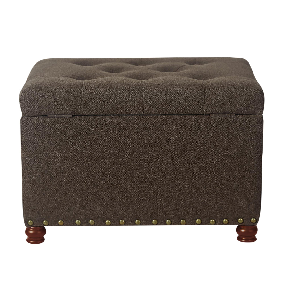 Storage Ottoman Linen Tufted Bench