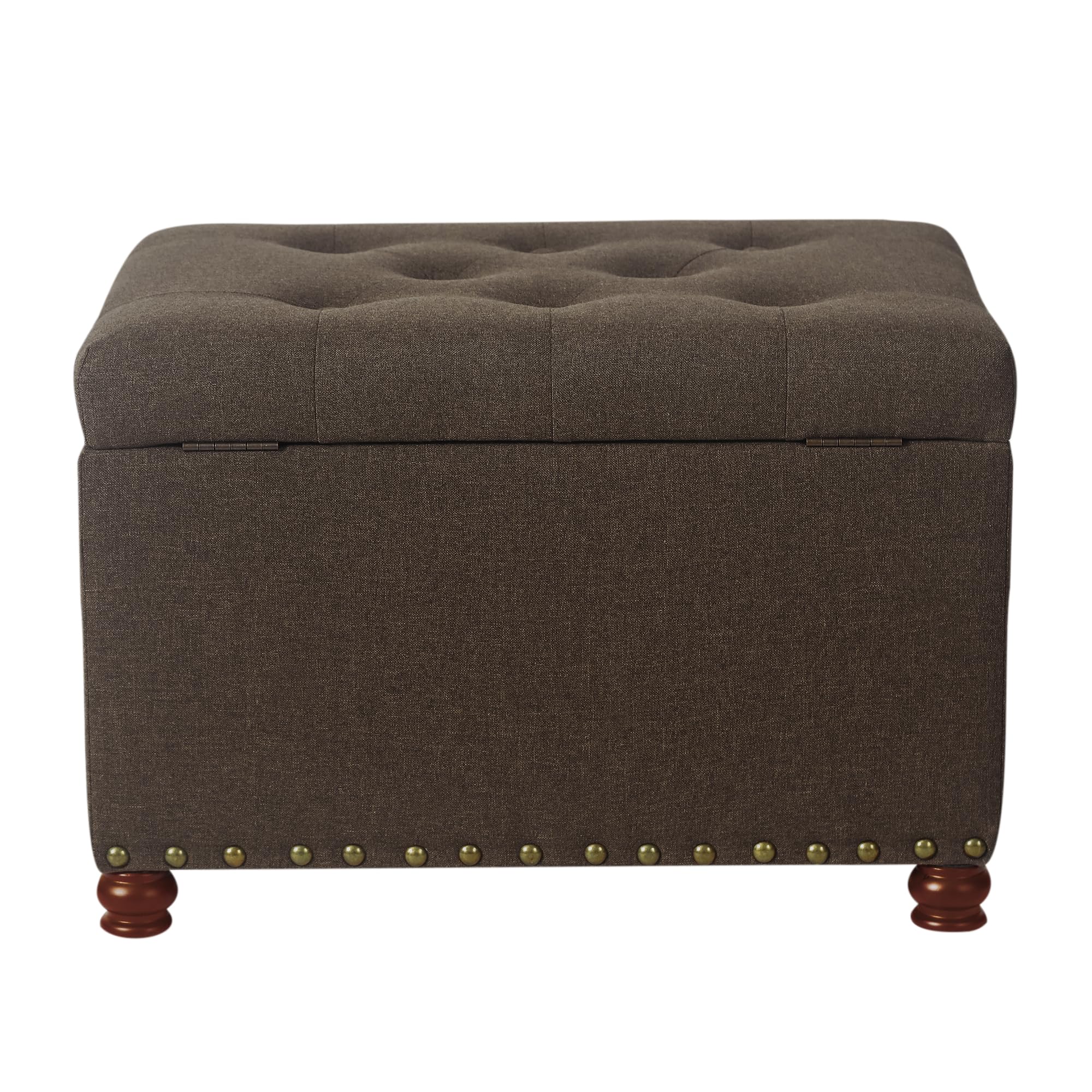 Storage Ottoman Linen Tufted Bench