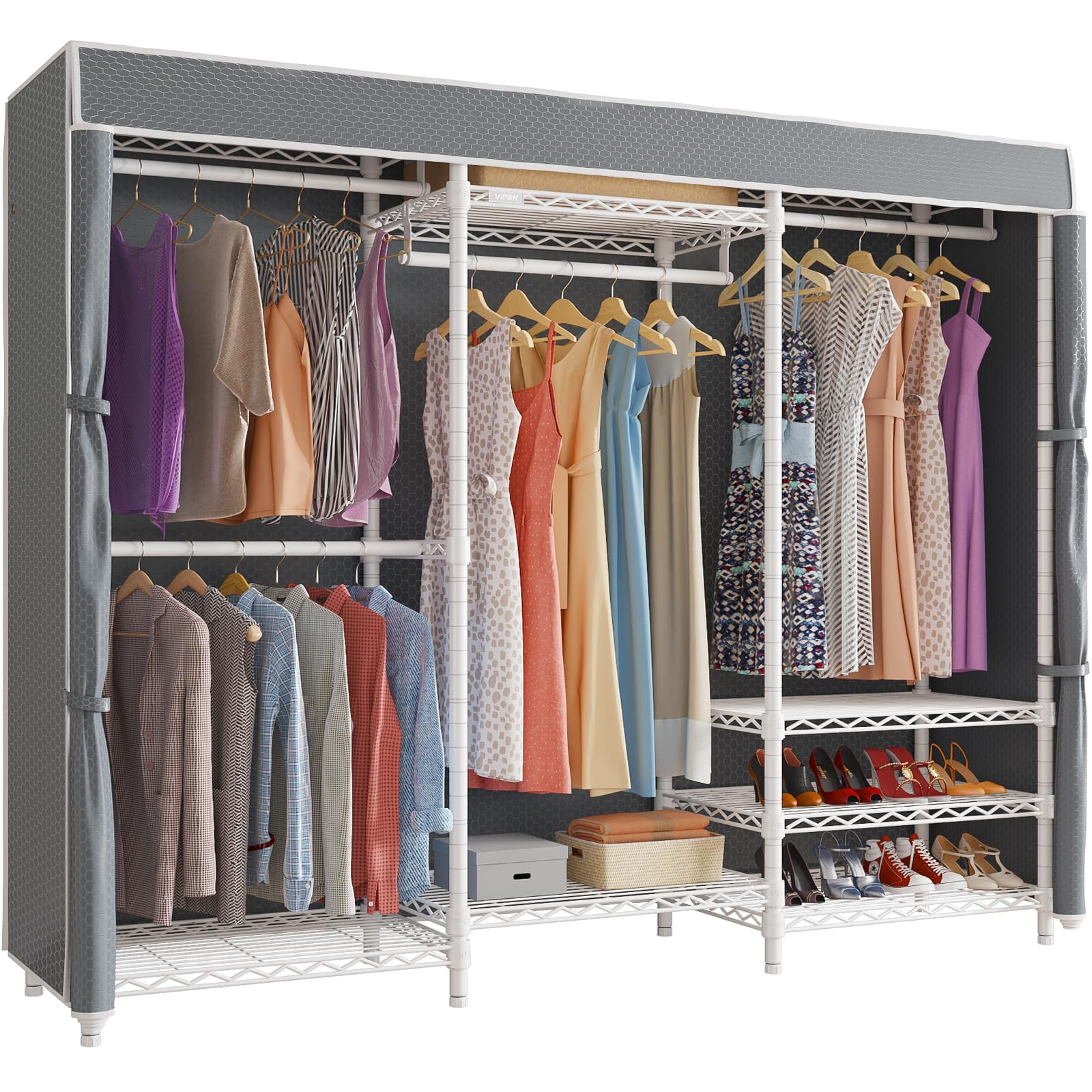V5C Portable Bedroom Armoires Wardrobe Closet with Cover