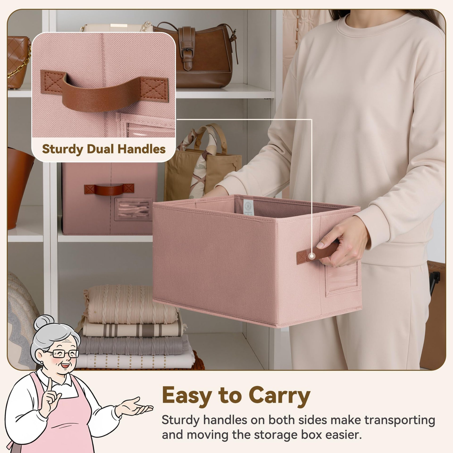 Closet Storage Bins with Label (3 Count)