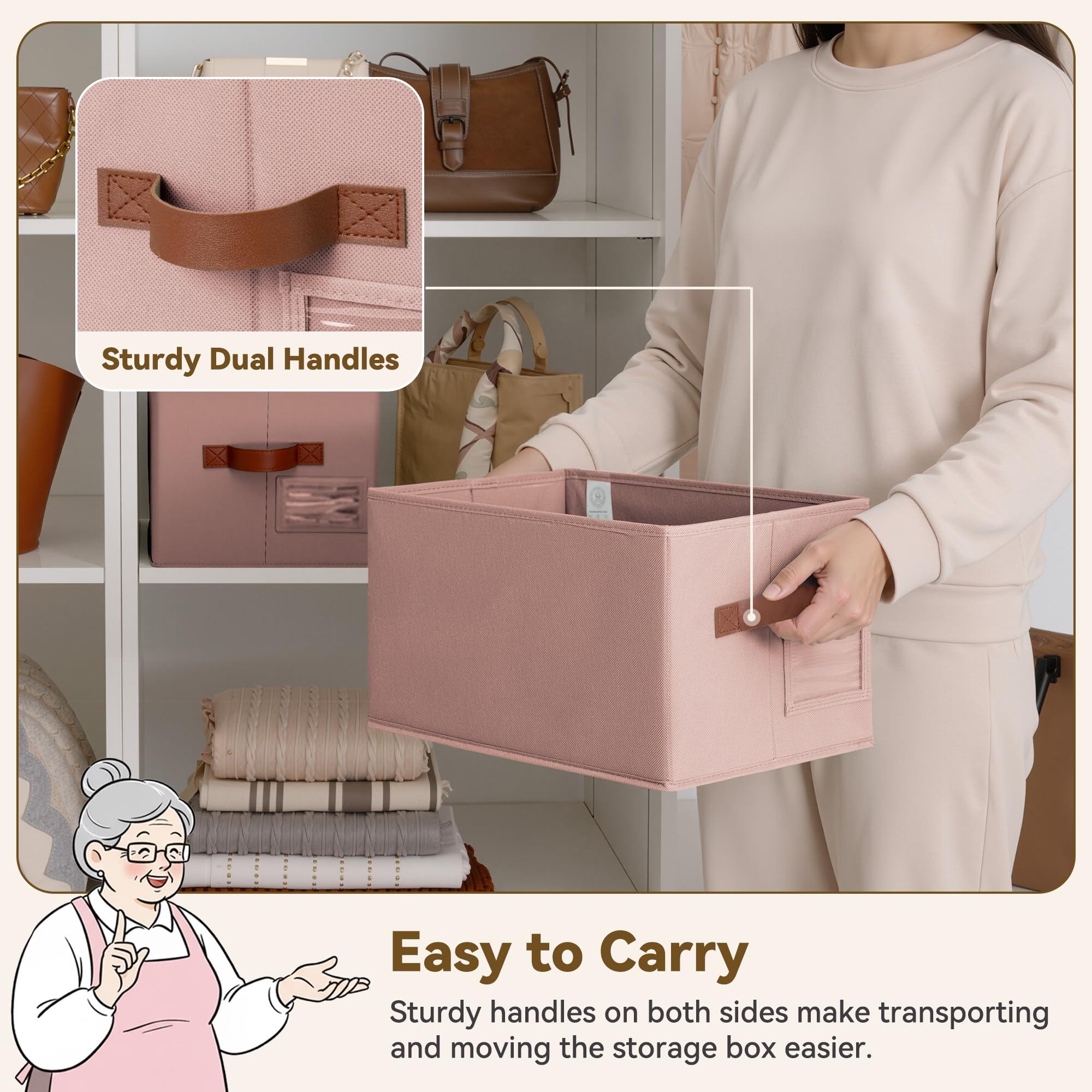 Closet Storage Bins with Label (3 Count)