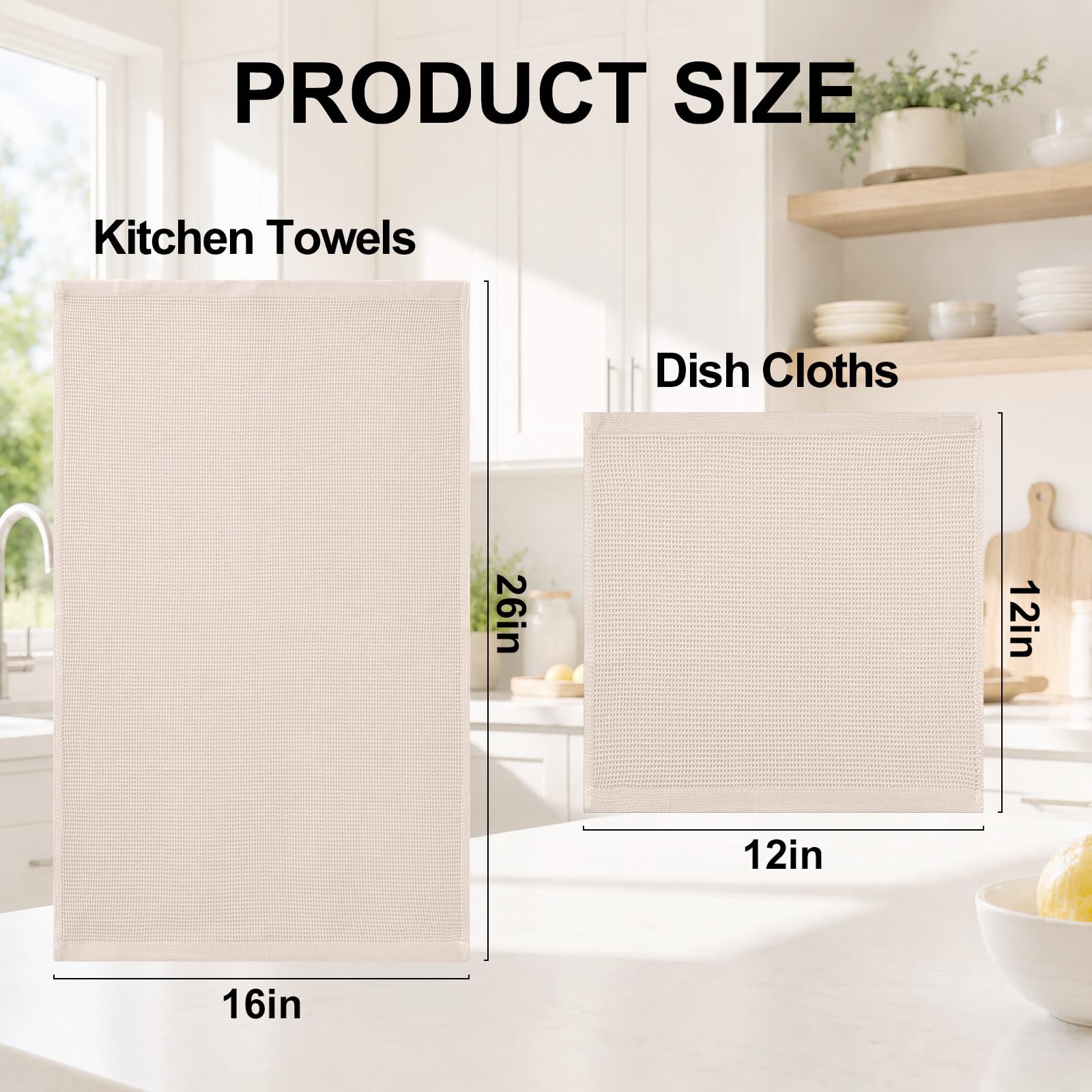 100% Cotton Kitchen Towels and Dishcloths Set (8 Count)