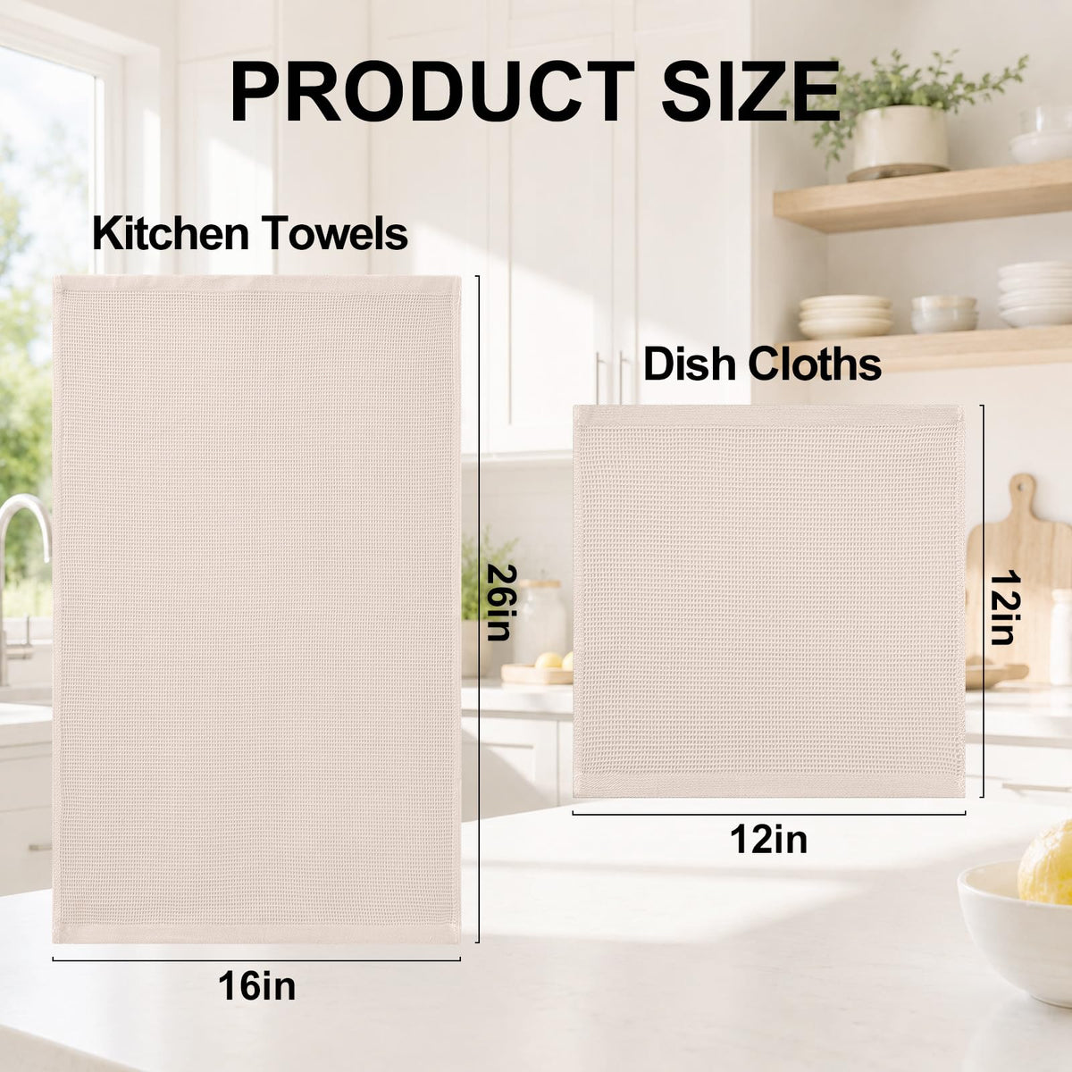 100% Cotton Kitchen Towels and Dishcloths Set (12 Count)