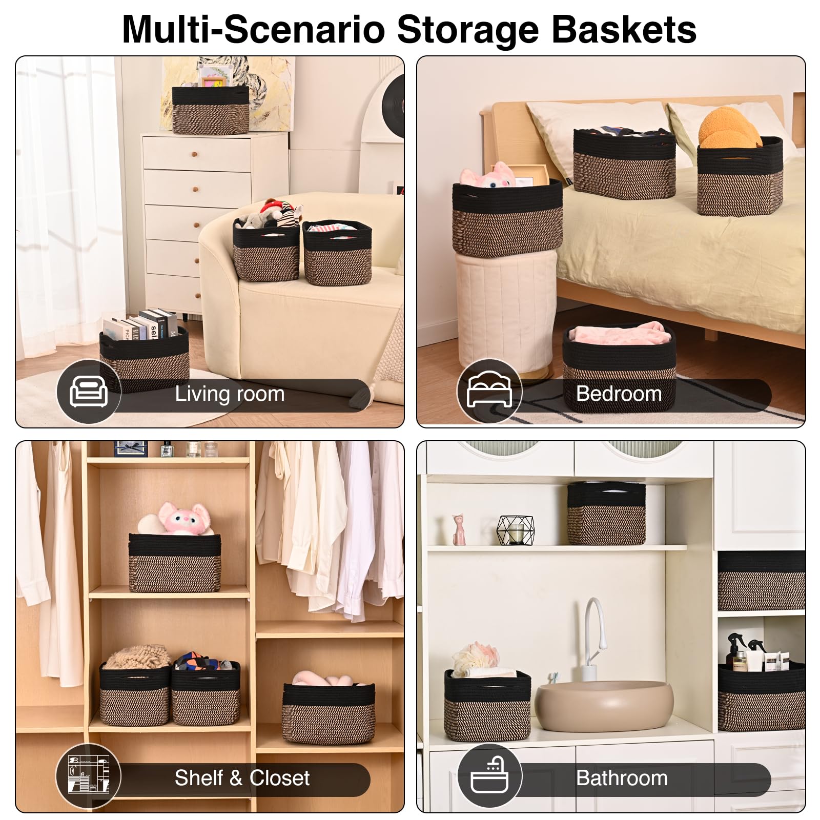 Storage Baskets for Shelves Organizing (4 Count)