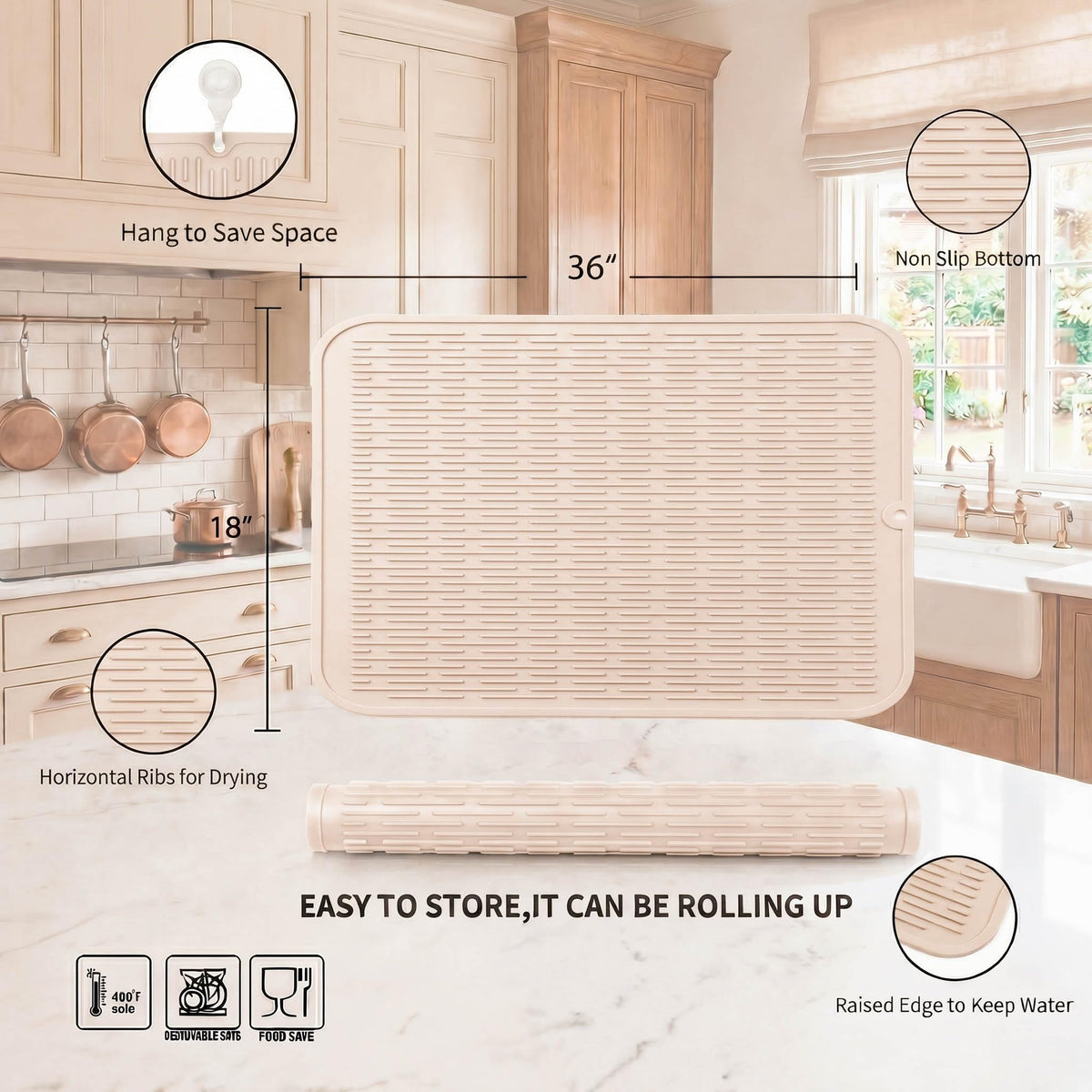 Silicone Dish Drying Mat for Multiple Usage