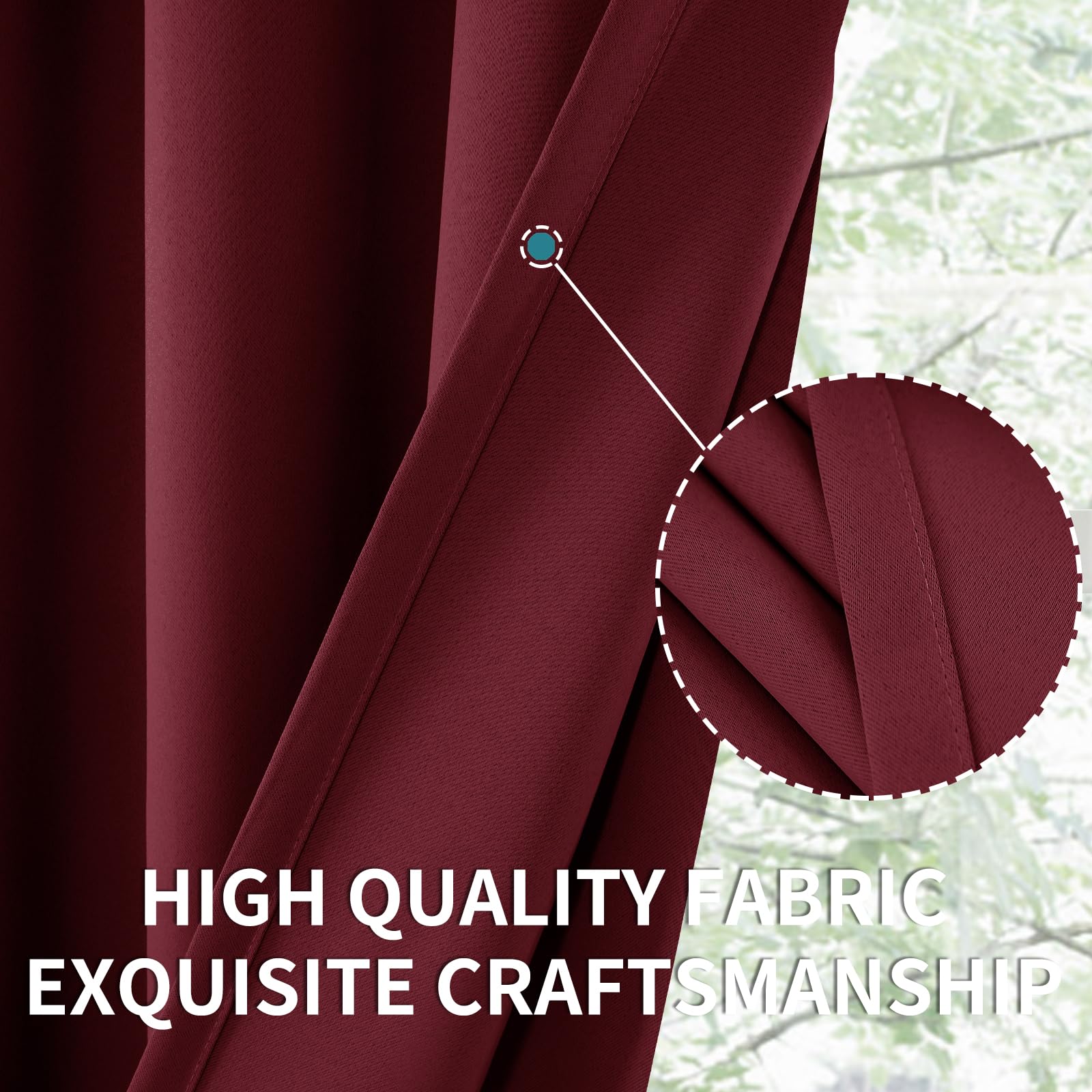 Burgundy Blackout Curtains 36 Inches Long (2 Count)