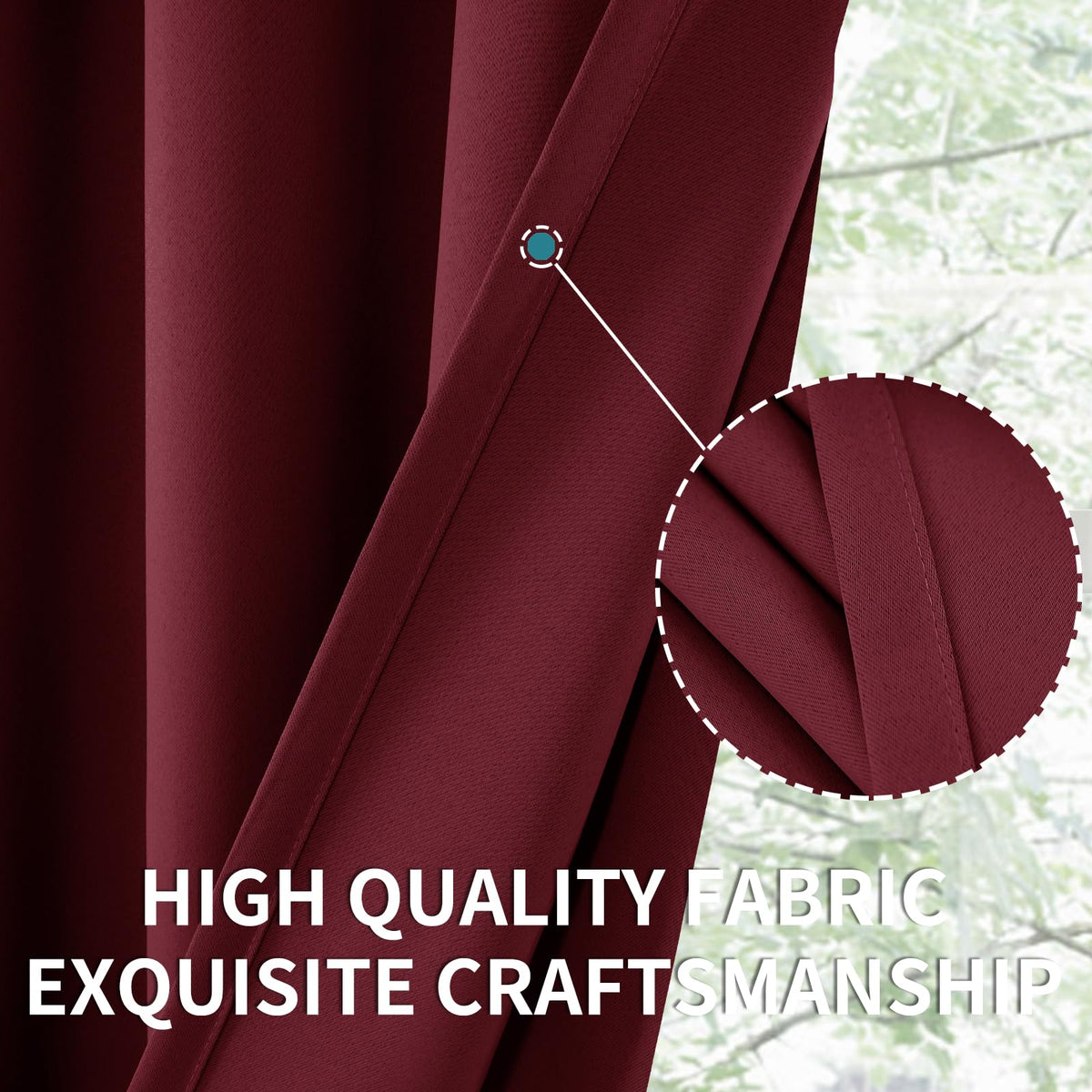 Burgundy Blackout Curtains 36 Inches Long (2 Count)