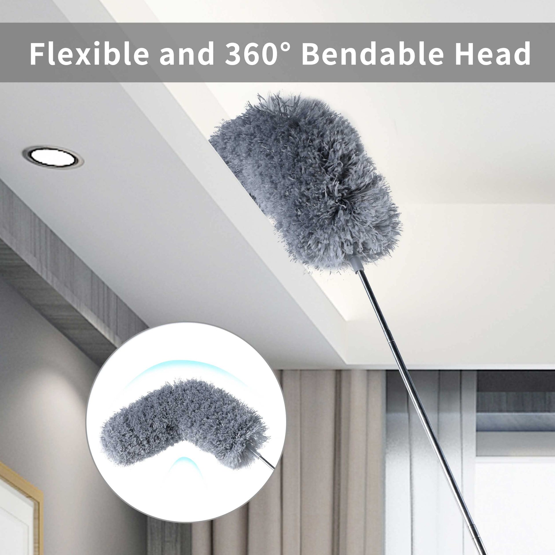 Microfiber Feather Duster with 100 inches Extension Pole