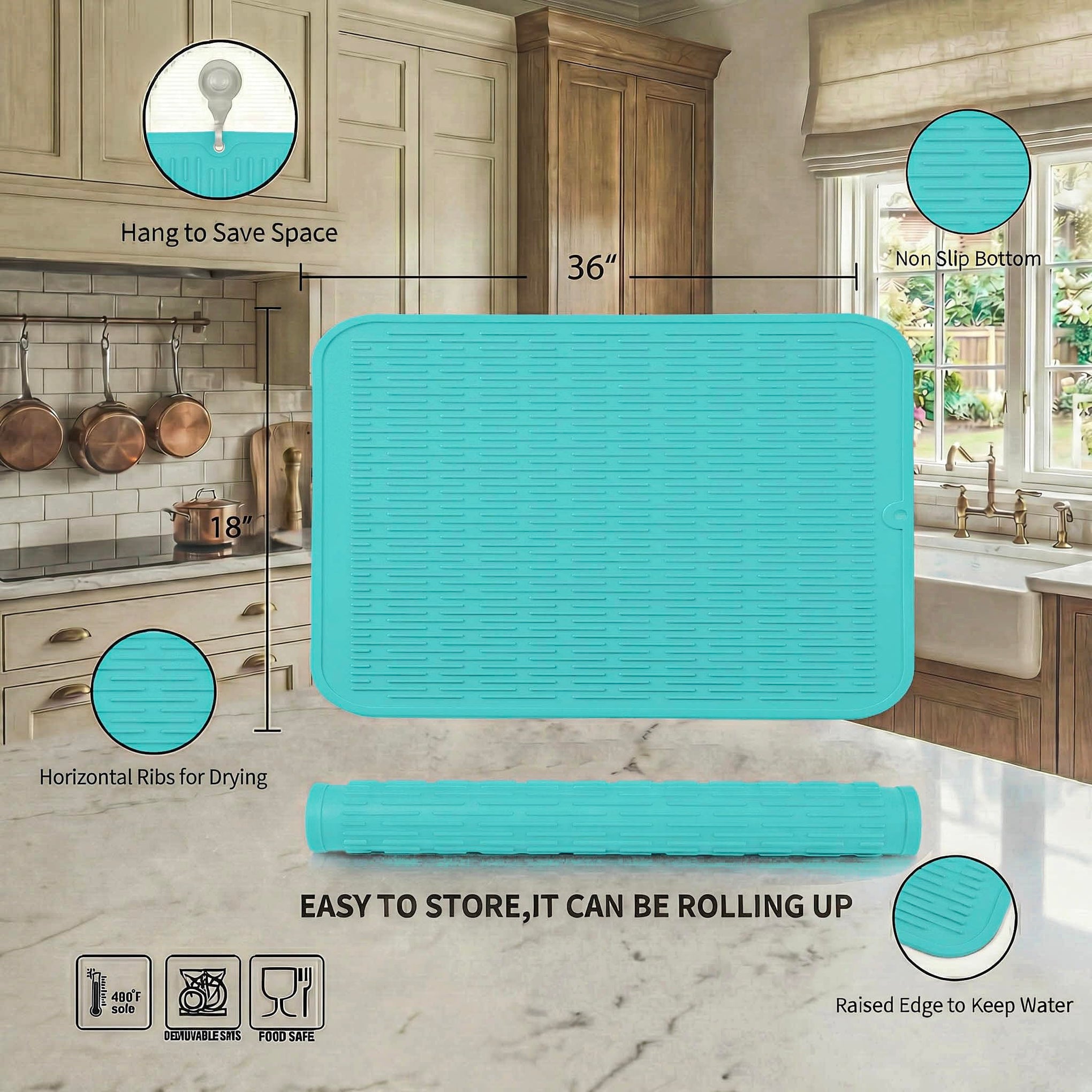 Silicone Dish Drying Mat for Multiple Usage