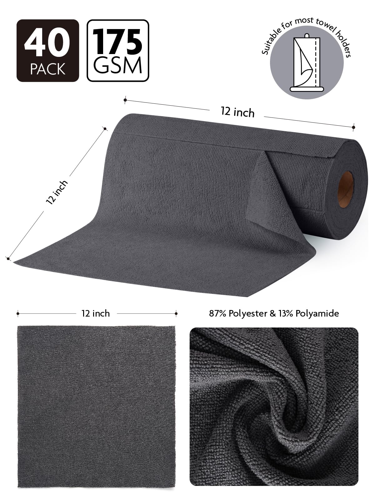 Microfiber Cleaning Cloth Roll (40 Count) - ModHome Supplies