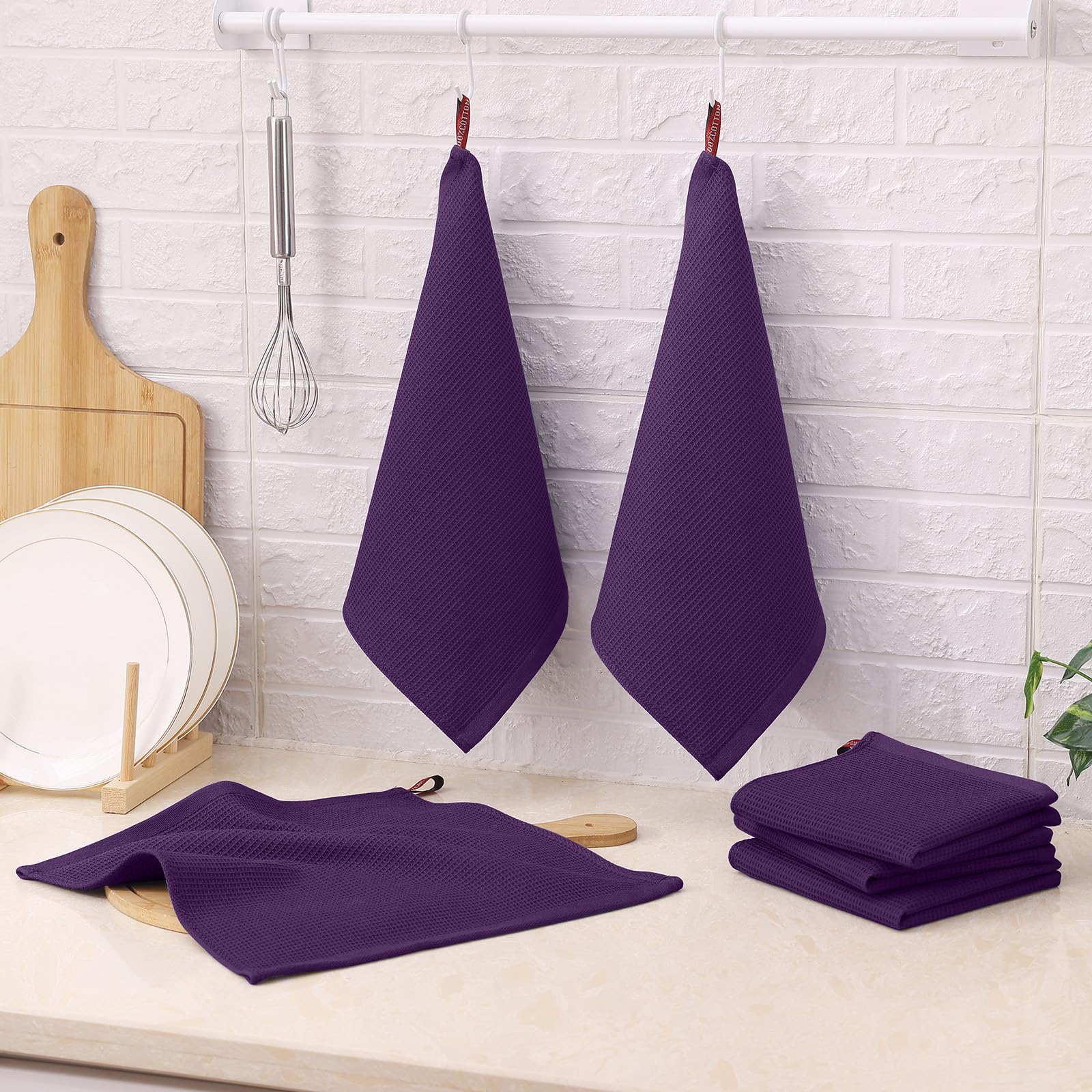 100% Cotton Waffle Weave Dish Cloths (6 Count)