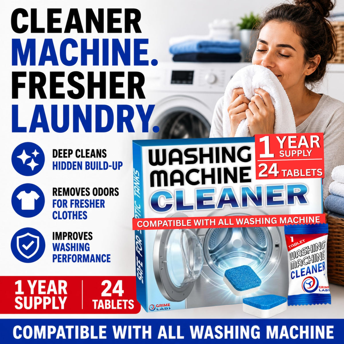 Washing Machine Cleaner Tablets (24 Count)