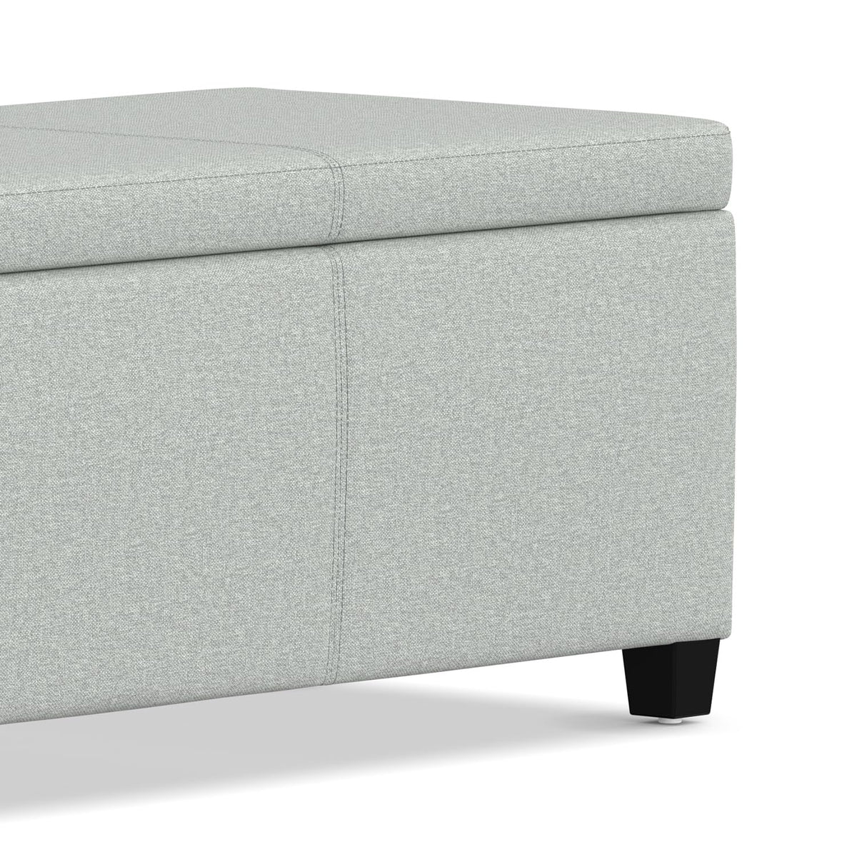 Avalon 48" Wide Linen Look Fabric Storage Ottoman in Grey