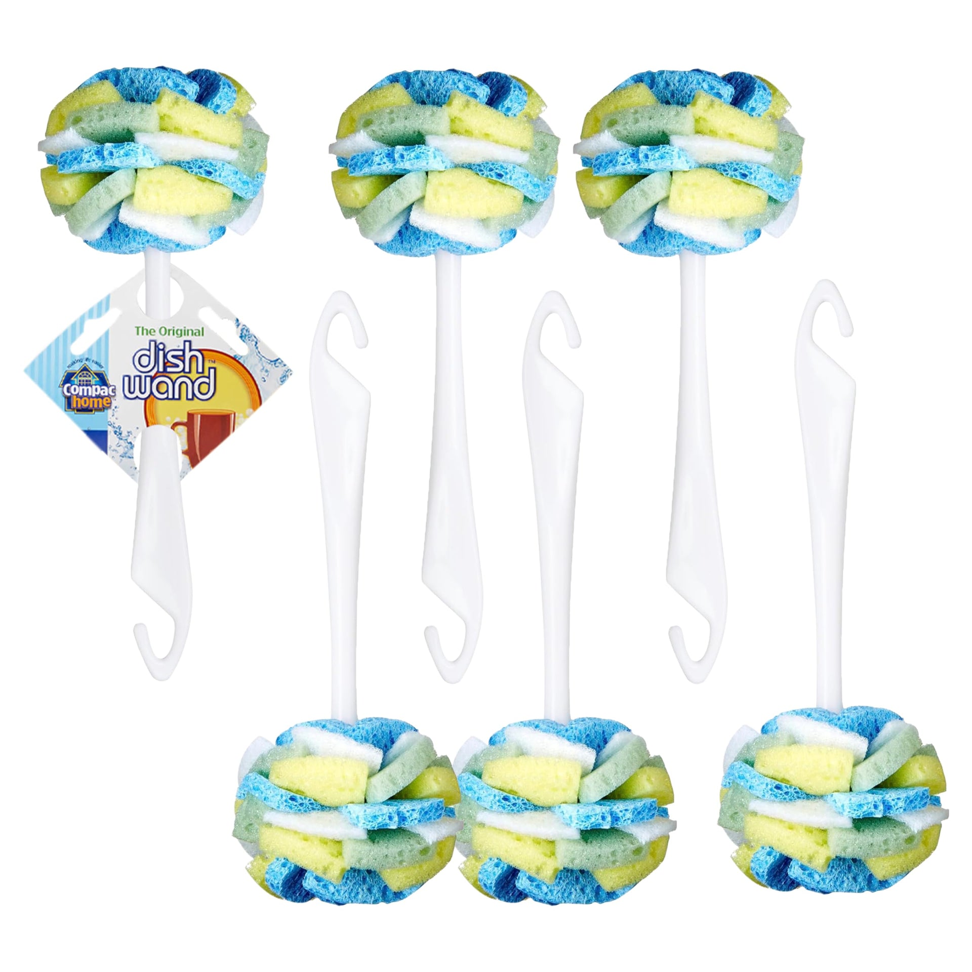 Dish SpongeWand Plus Tri Surface Scrubbing Sponge with Cello Foam Scour Sponge Petals (6 Count)